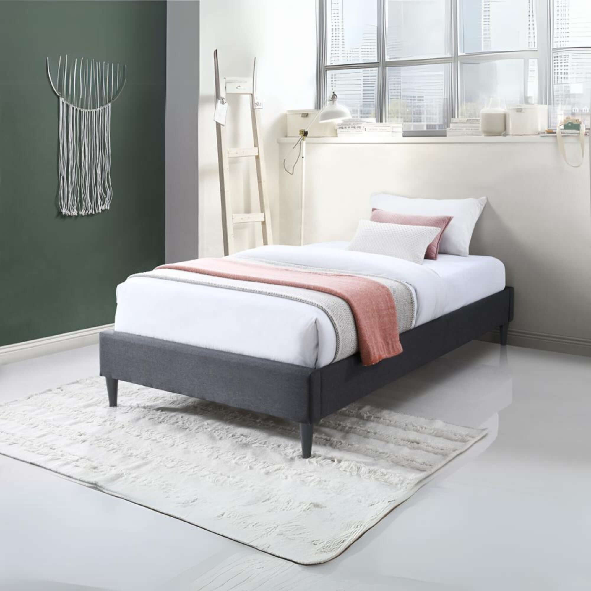 Arte Bed Frame Fabric Mattress Platform Base Mid Grey