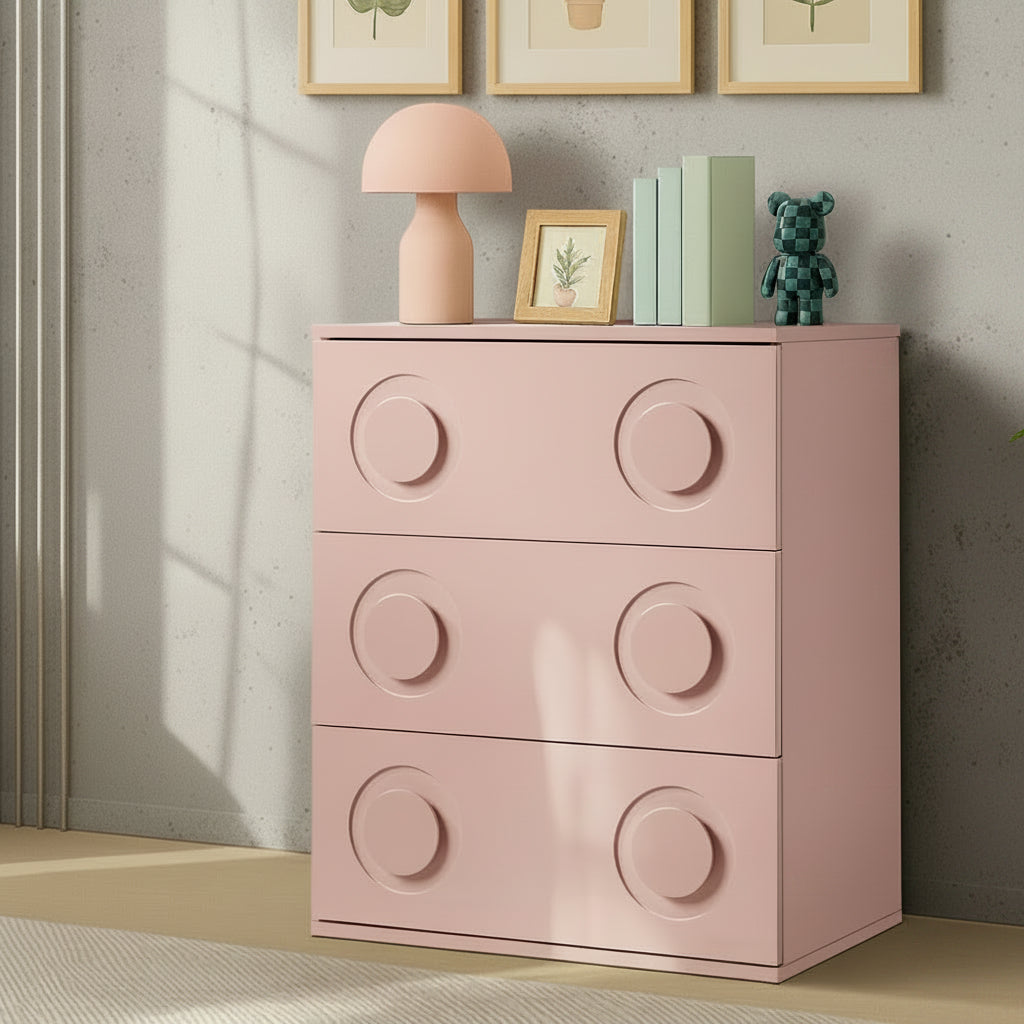 Haven 3 Chest of Drawers Cabinet Bedroom Dresser Night Stand Pink