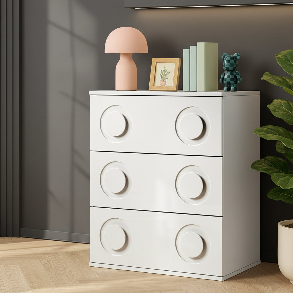 Haven 3 Chest of Drawers Cabinet Bedroom Dresser Night Stand White