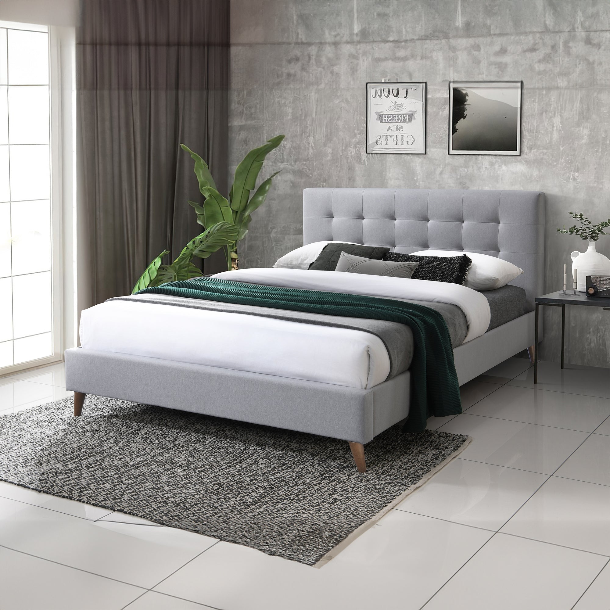 Janice Double Bed Frame Fabric Grey