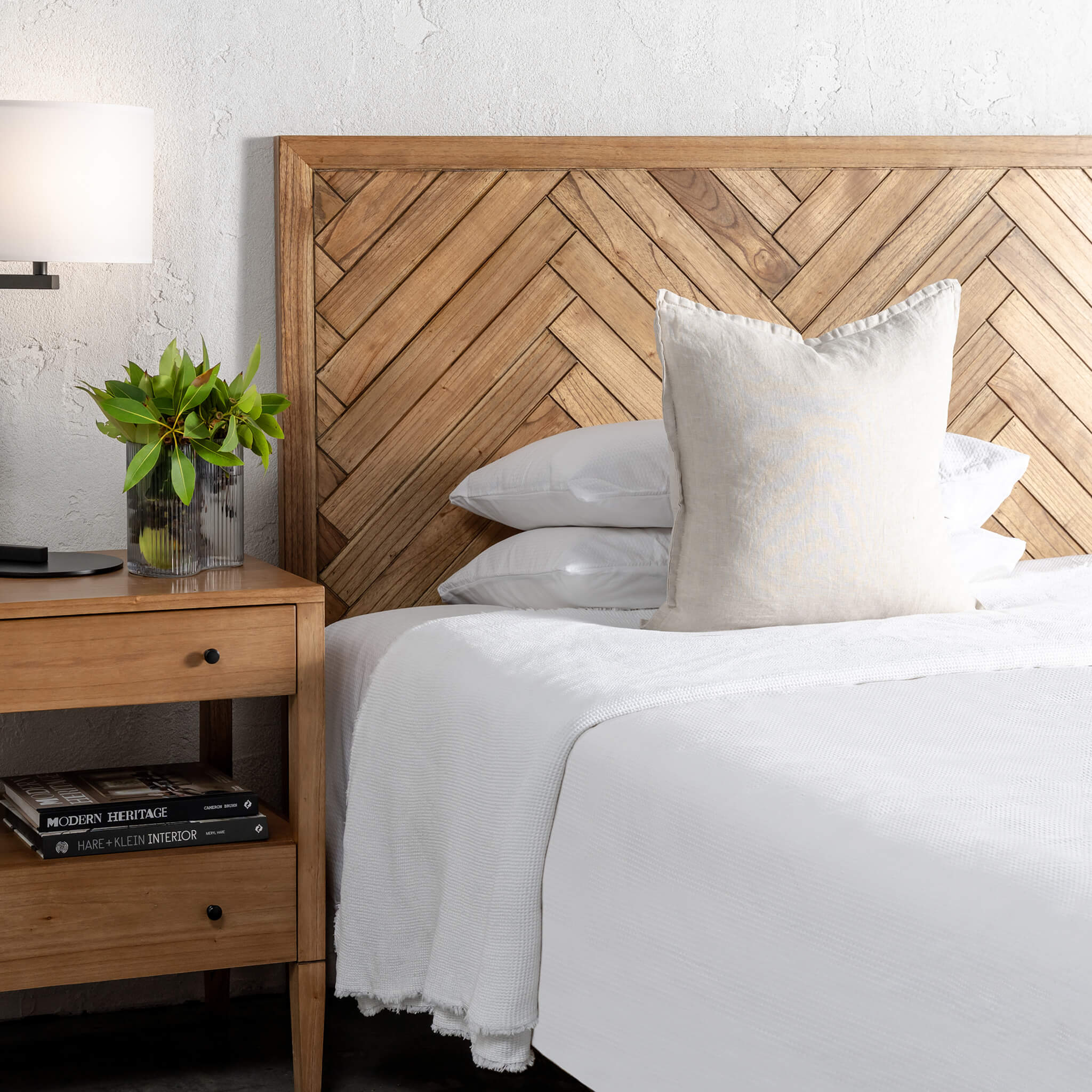 Maxim Parquetry Herringbone Bedhead – Natural