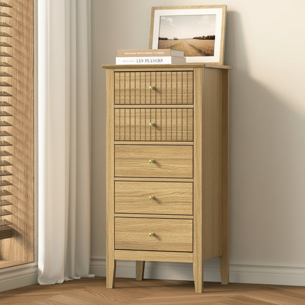 Nordic 5 Chest of Drawers Dresser Tallboy Storage Cabinet Natural