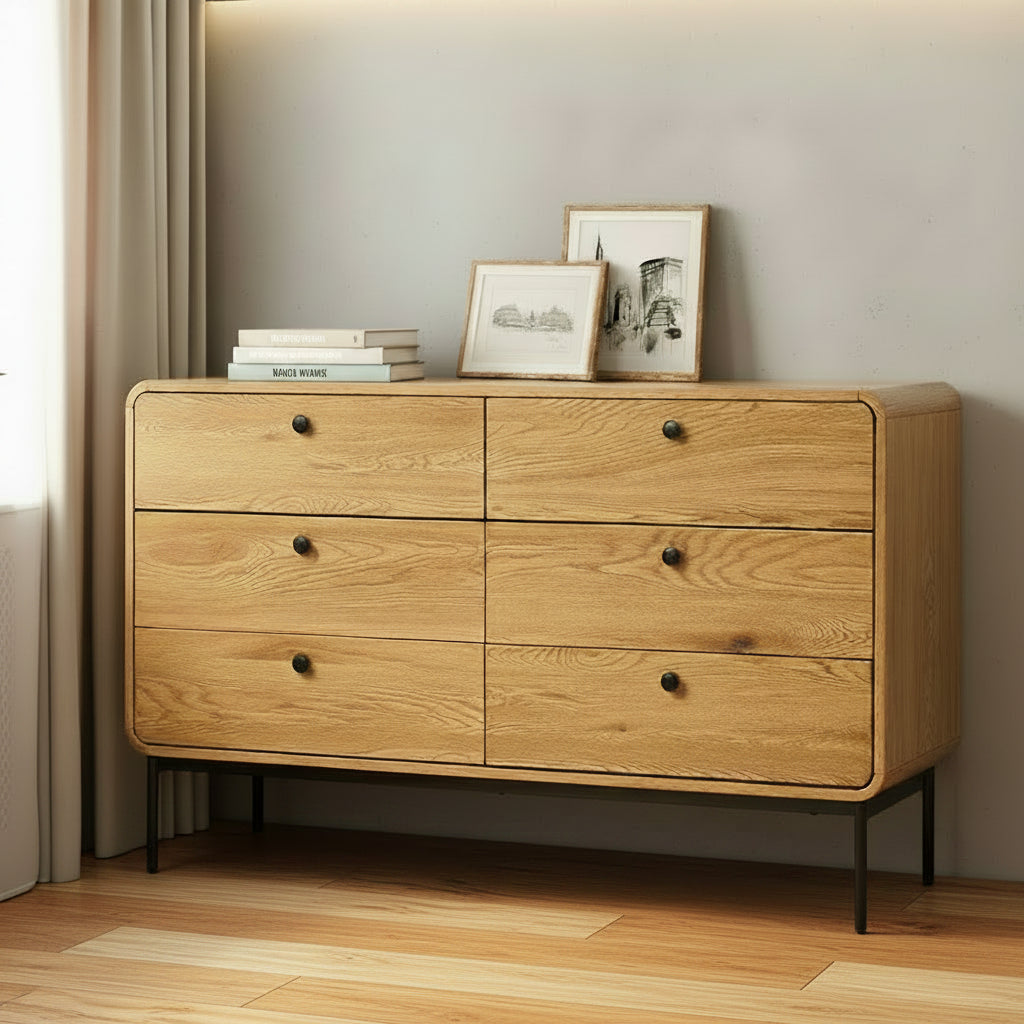 Oakridge 6 Chest of Drawers Tallboy Storage Cabinet Dresser Natural