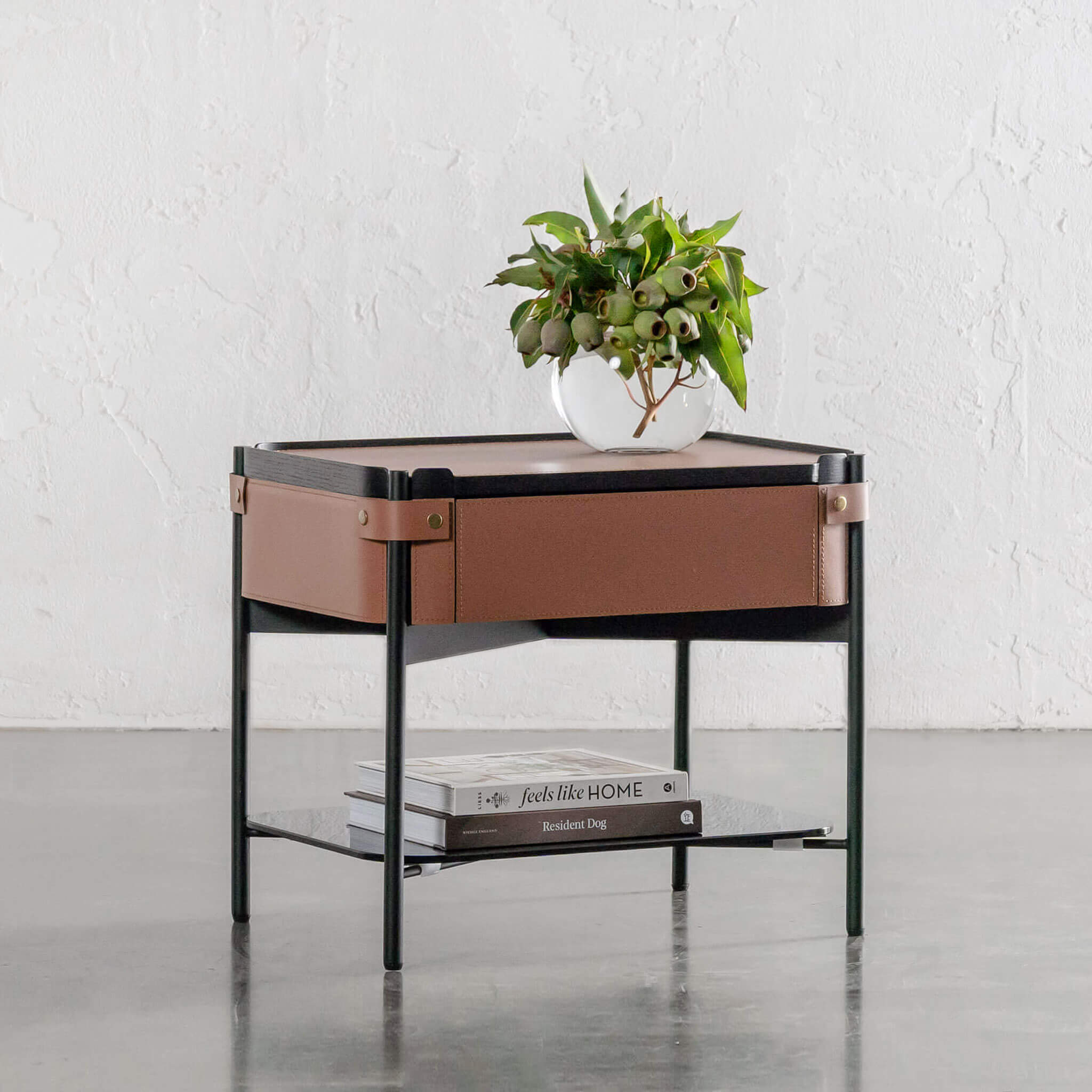 Panzano Nightstand With Drawer – Havana Tan Leather