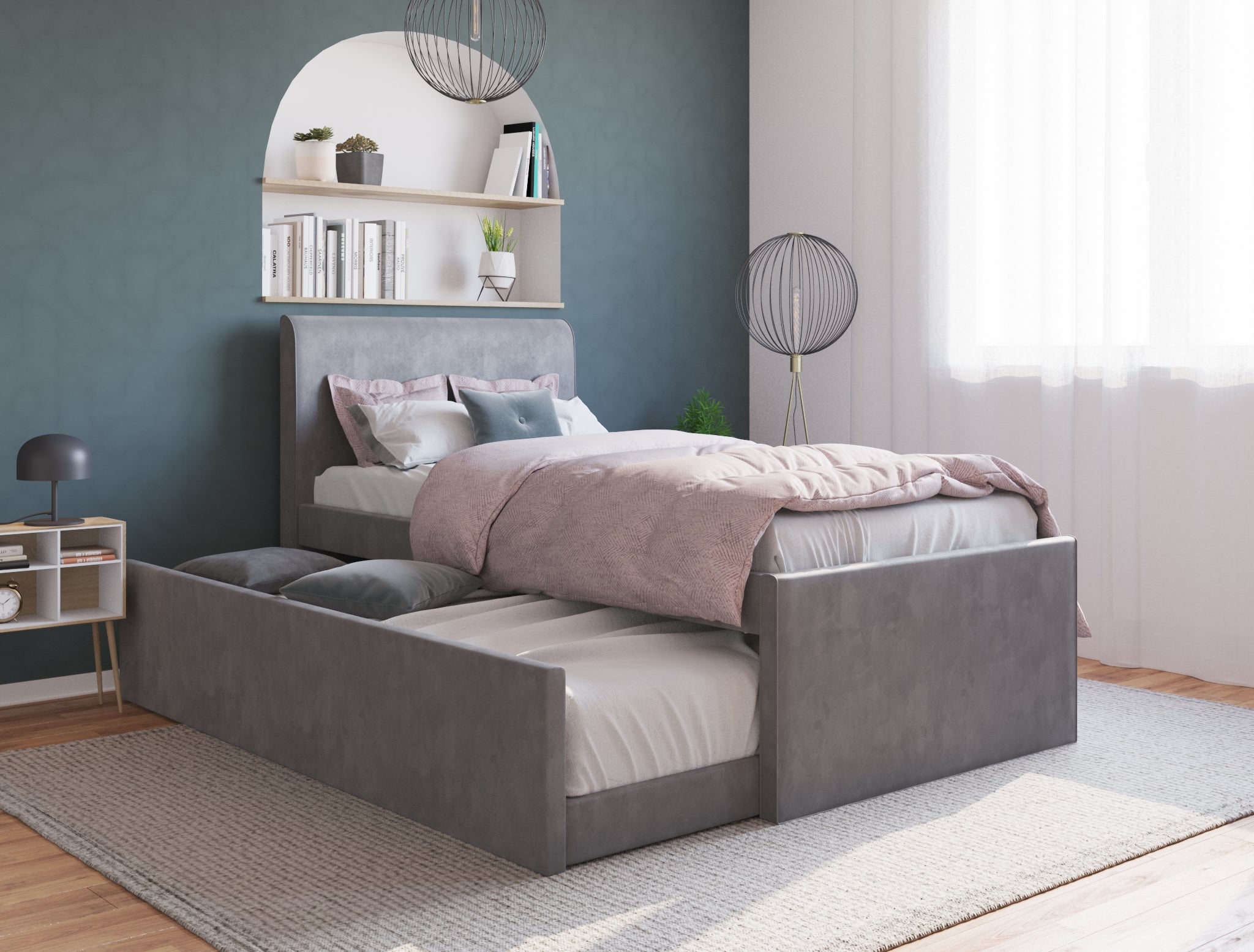 Selina Grey Velvet Trundle