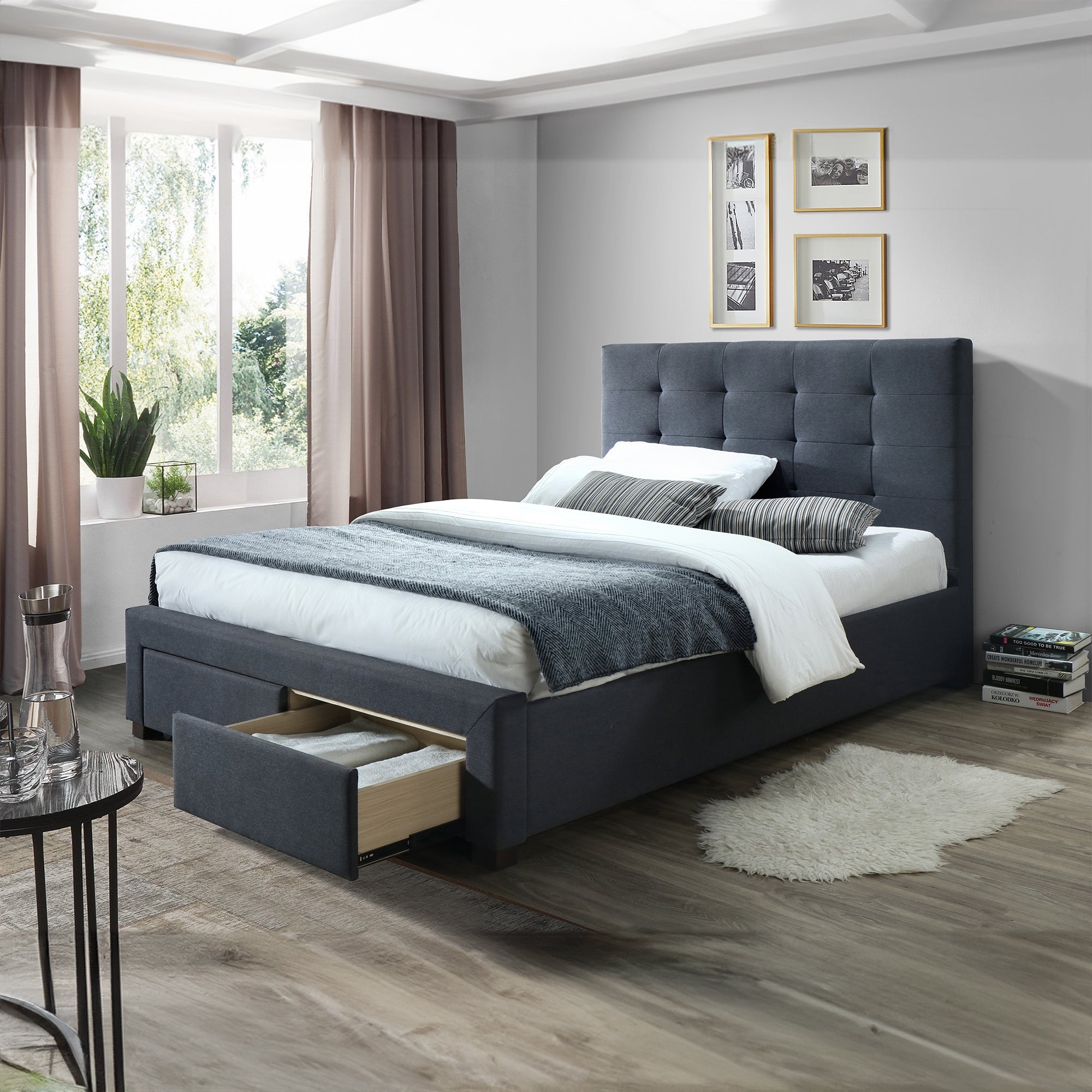 Sundance Queen Bed Frame Storage Drawer Mid Grey