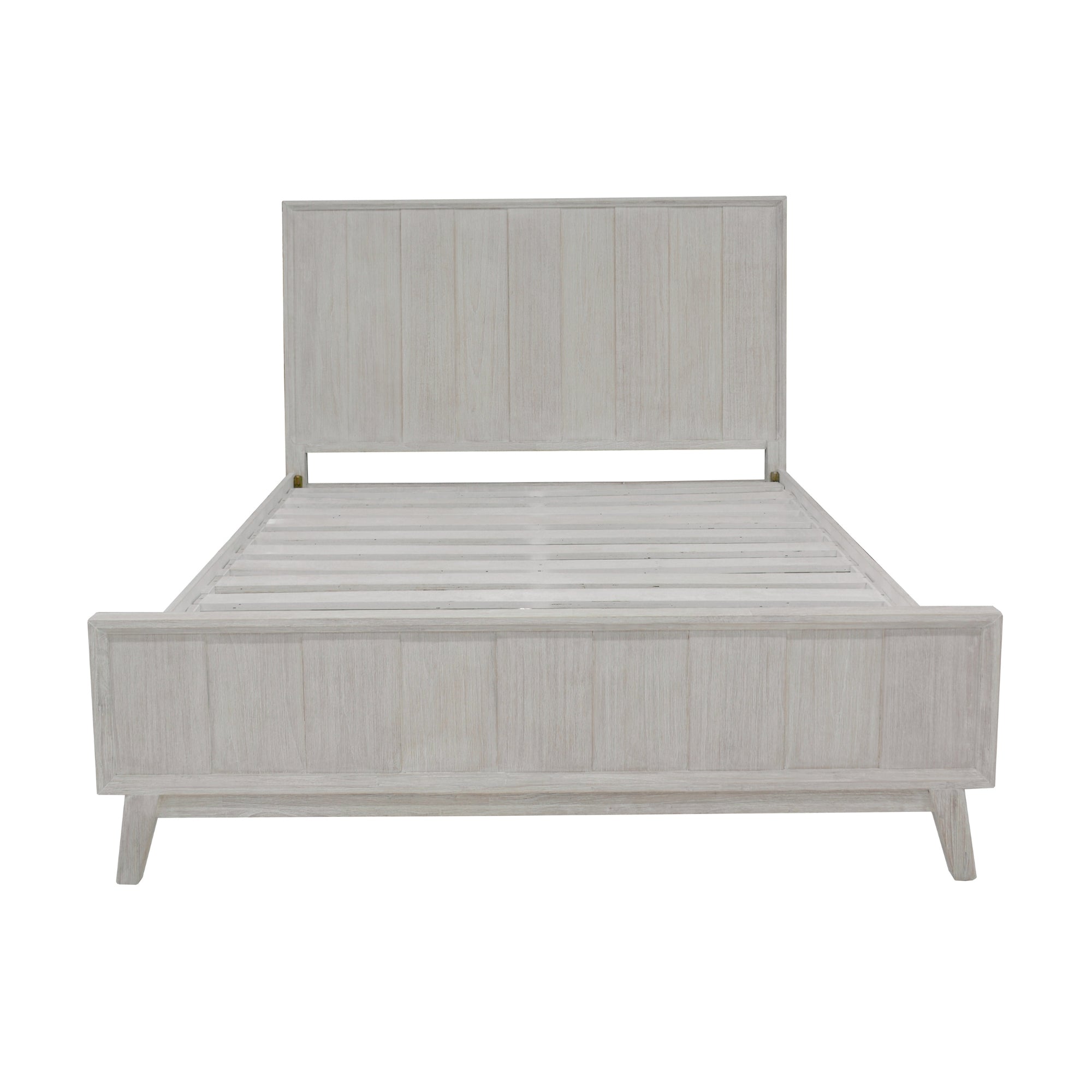 The Croft Queen Bed Frame Acacia Timber Frame White Washed