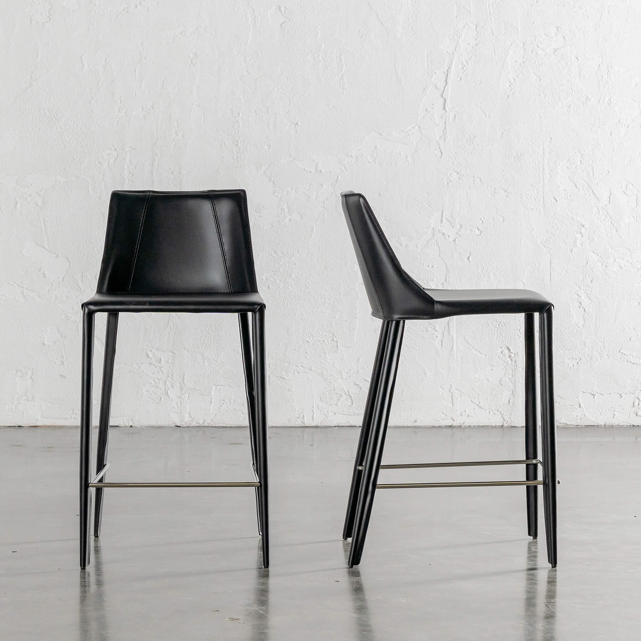 Ames Mid Century Vegan Leather Bar Chair – Noir Black