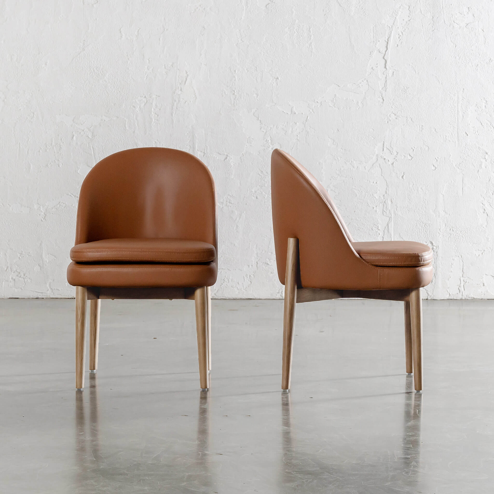Archer Vegan Leather Dining Chair – Terra Cigar Tan + Birch Ash