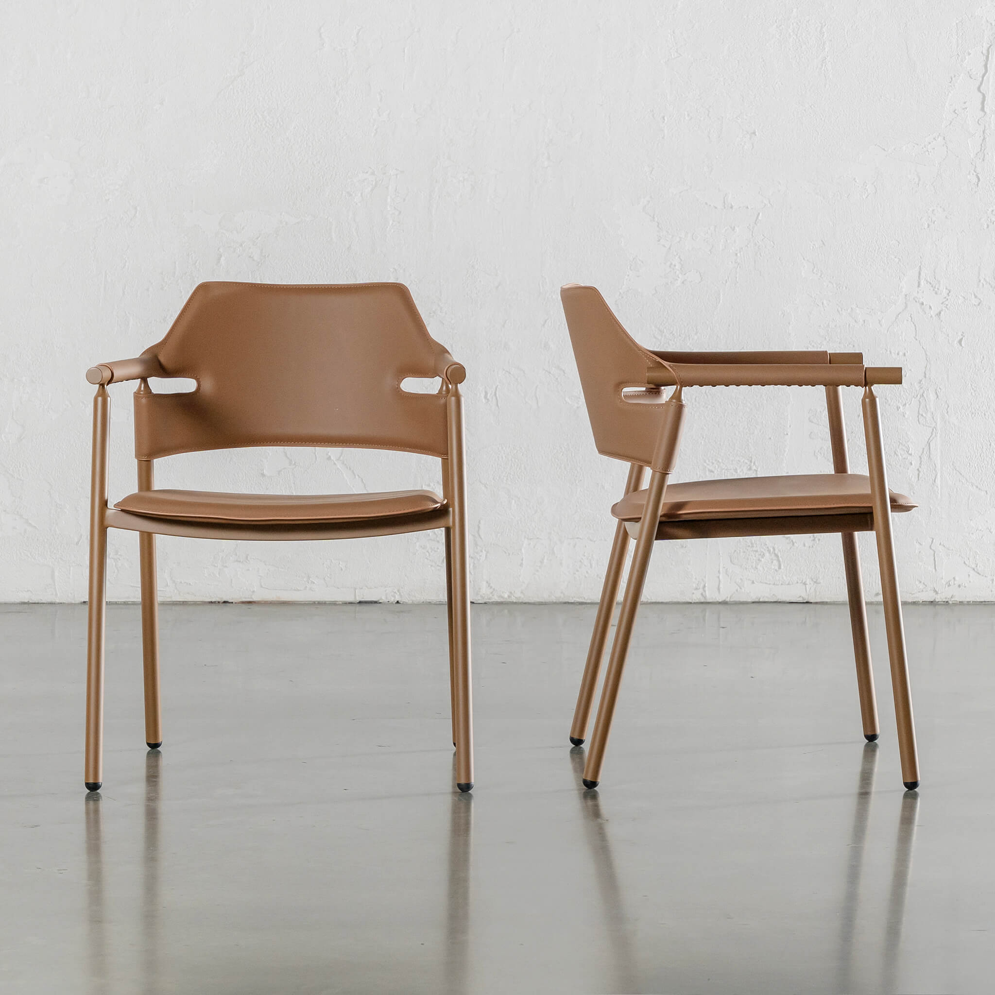Martana Vegan Leather Dining Chair – Saddle Tan