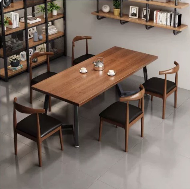 Modern Grainwork Solid Wood Dining Table + Chairs - Image 1