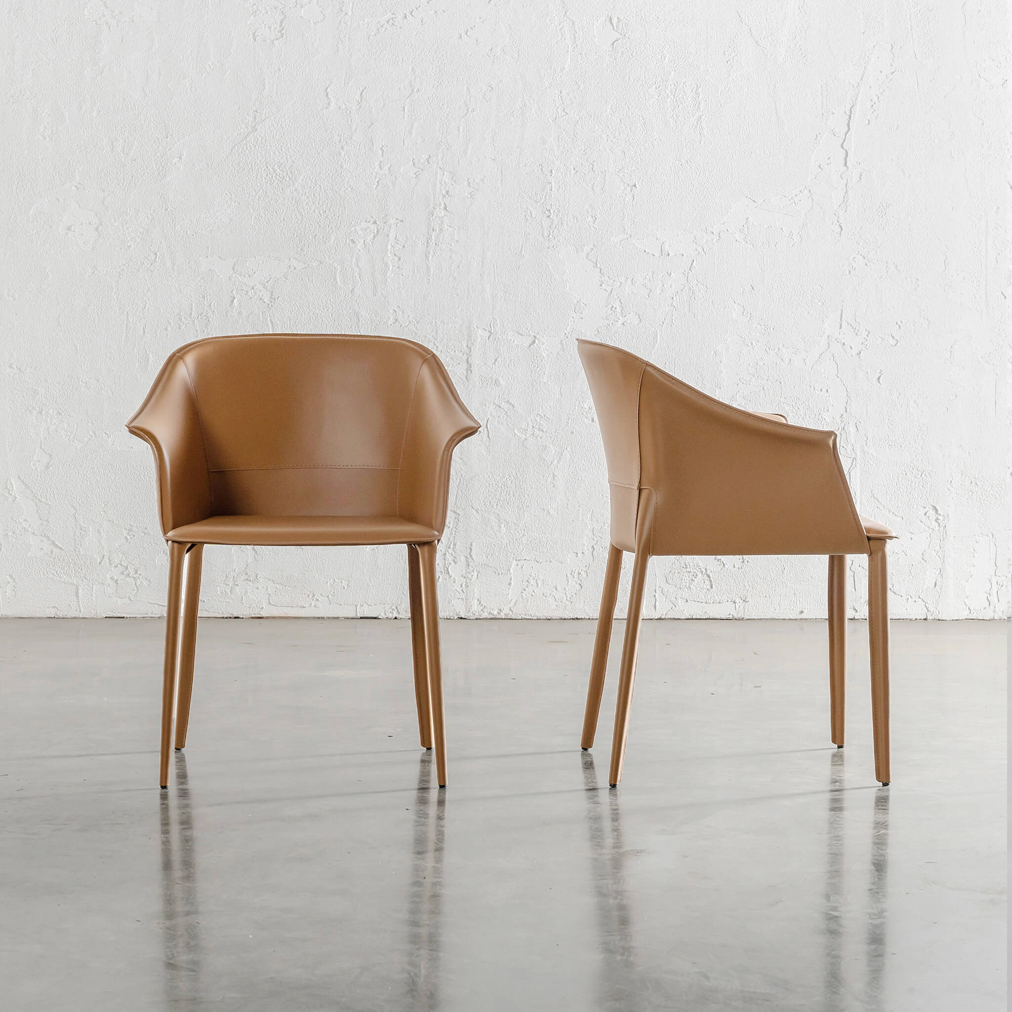 Tregor Mid Century Vegan Leather Dining Chair – Saddle Tan - Image 1