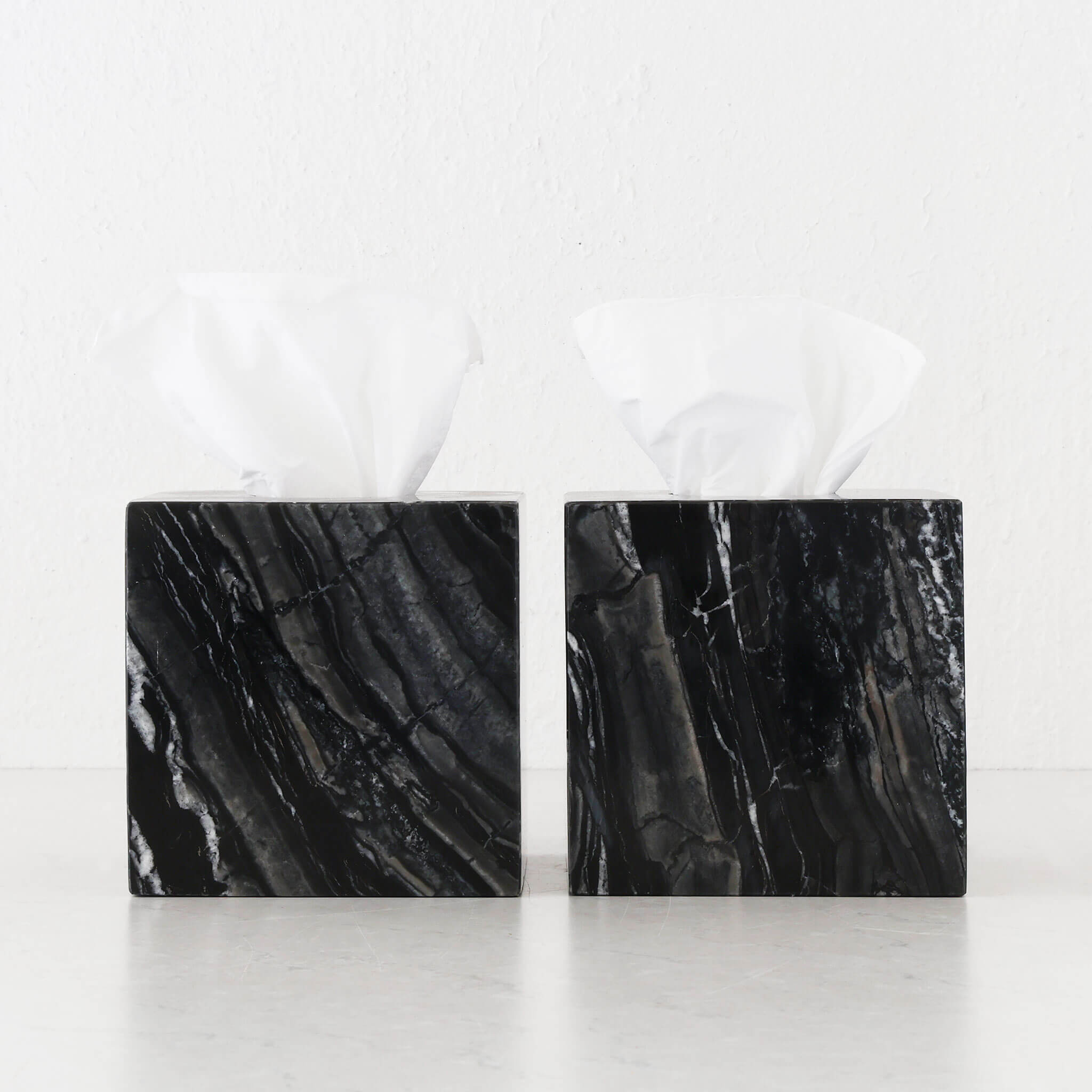 Camero Marble Square Tissue Box – Emas Dark Grey Marble
