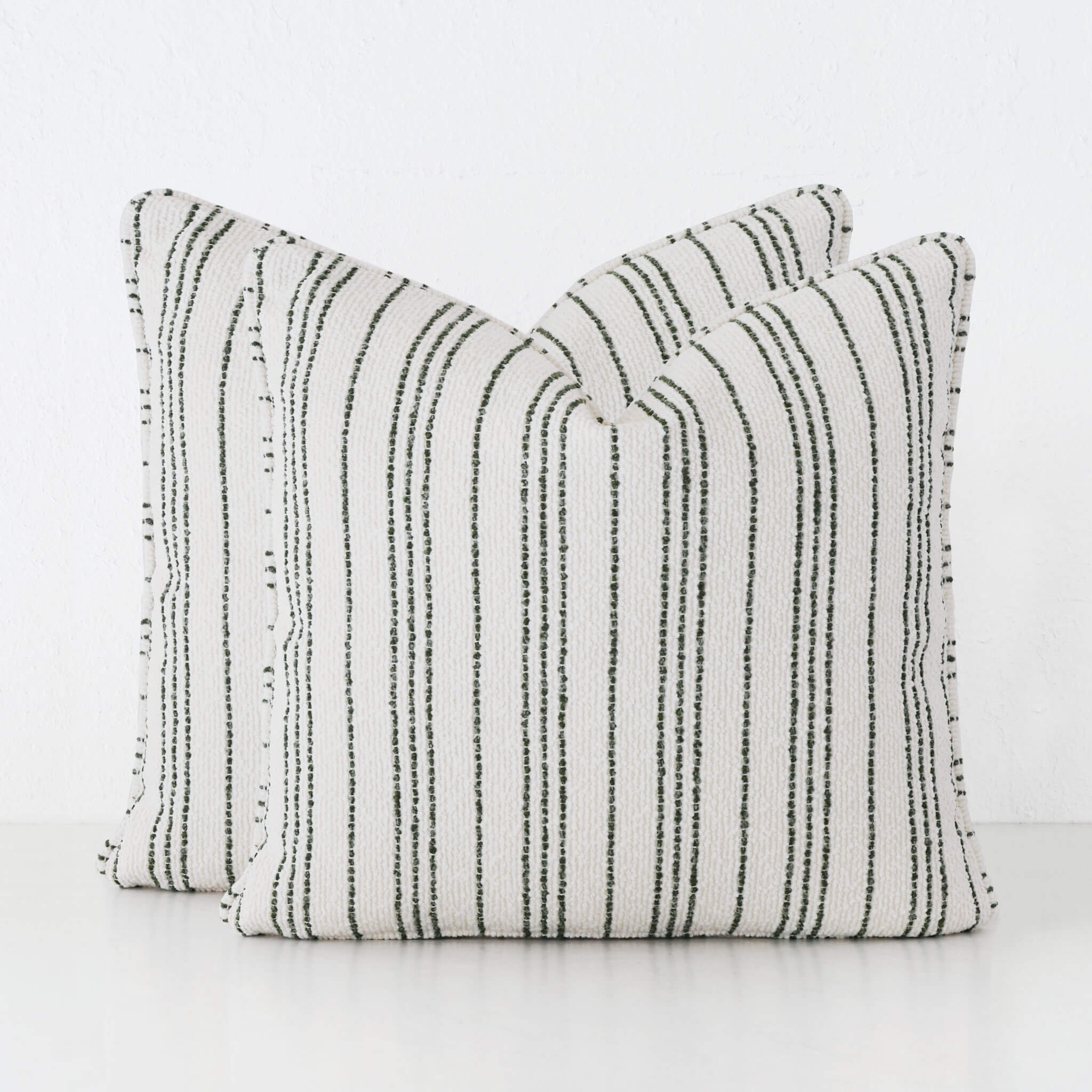 Campania Stripe Cushion Bundle X2 – Natural + Blade Olive Stripe