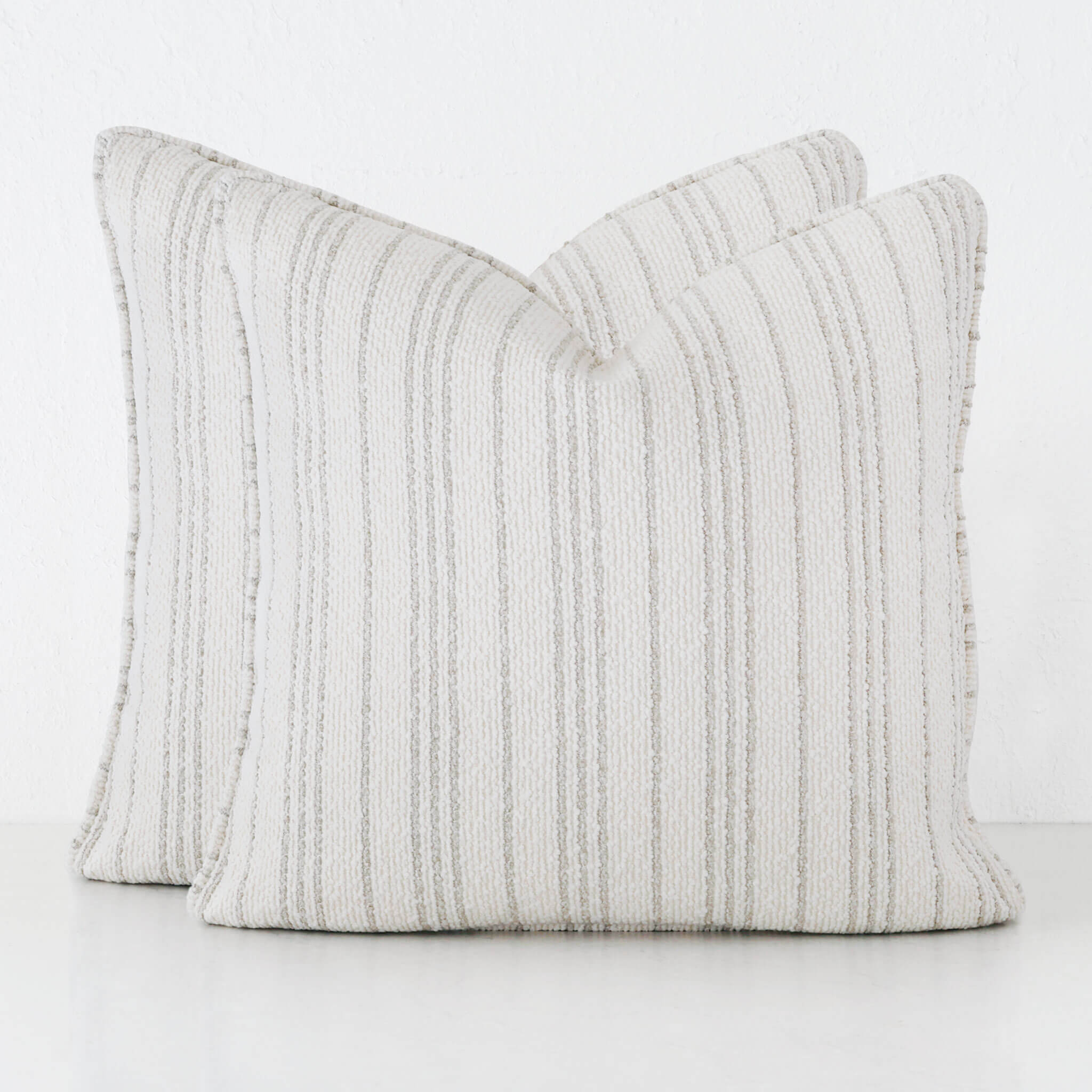 Campania Stripe Cushion Bundle X2 – Bone + Pebble Beige Stripe
