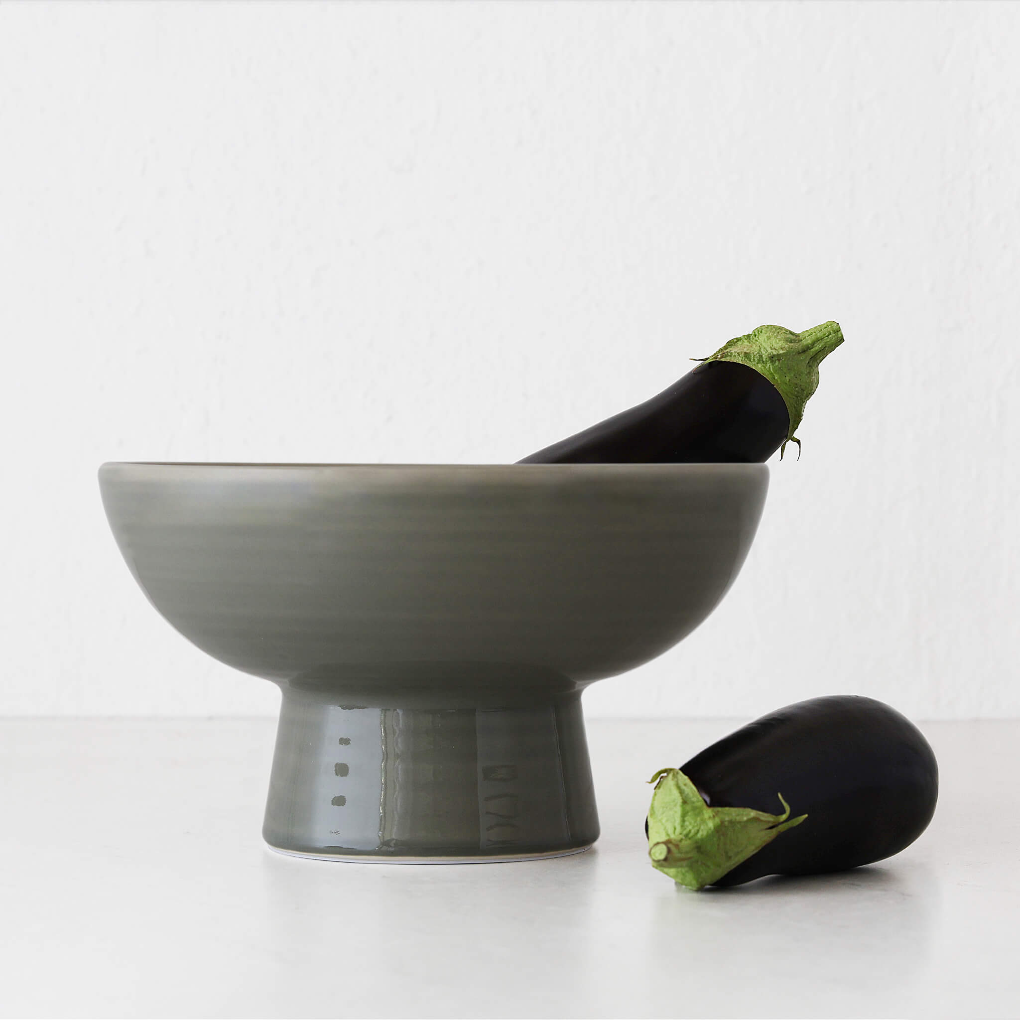 Ceramic Pedestal Bowl – Sage Green Ceramic