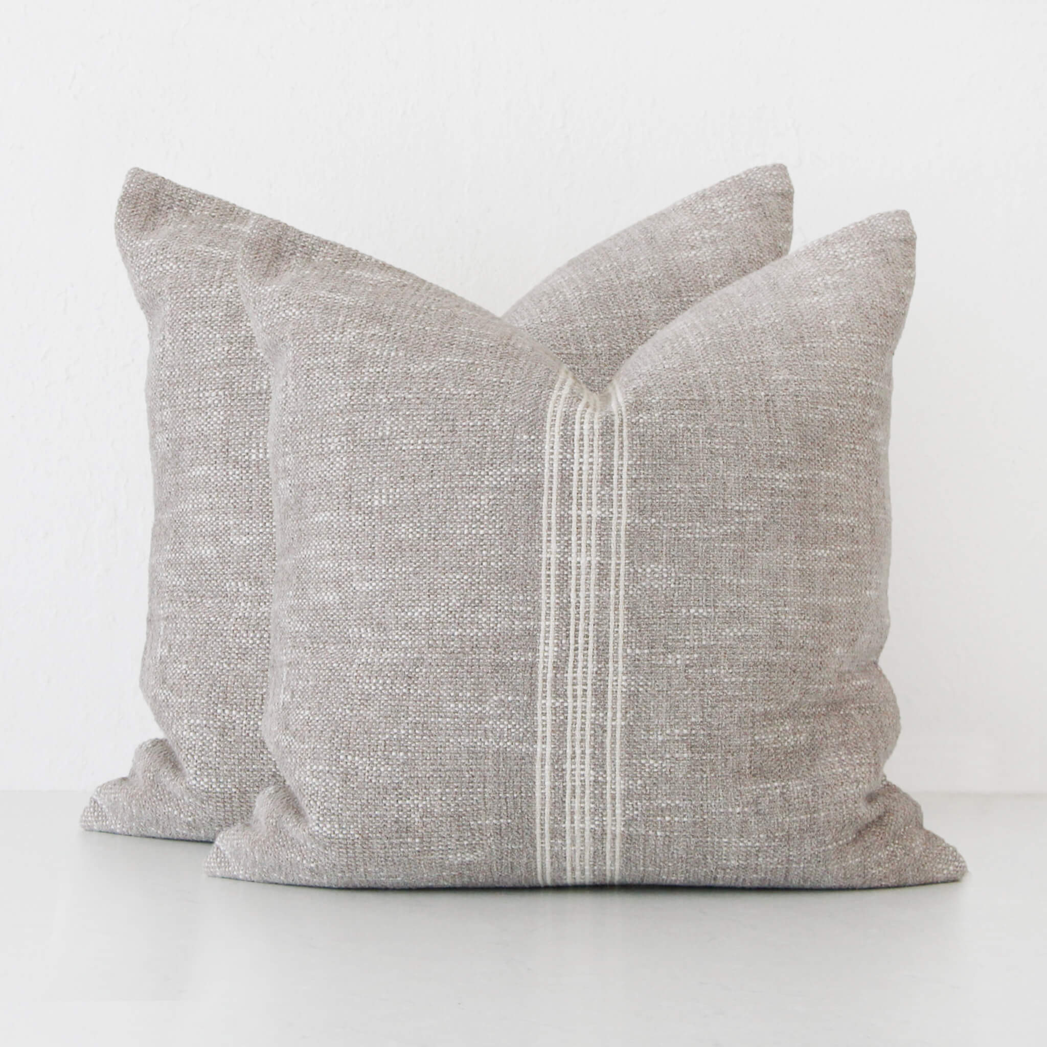 Creto Hand Woven Cushion Bundle X2 – Sand Dust + Ivory Stripe