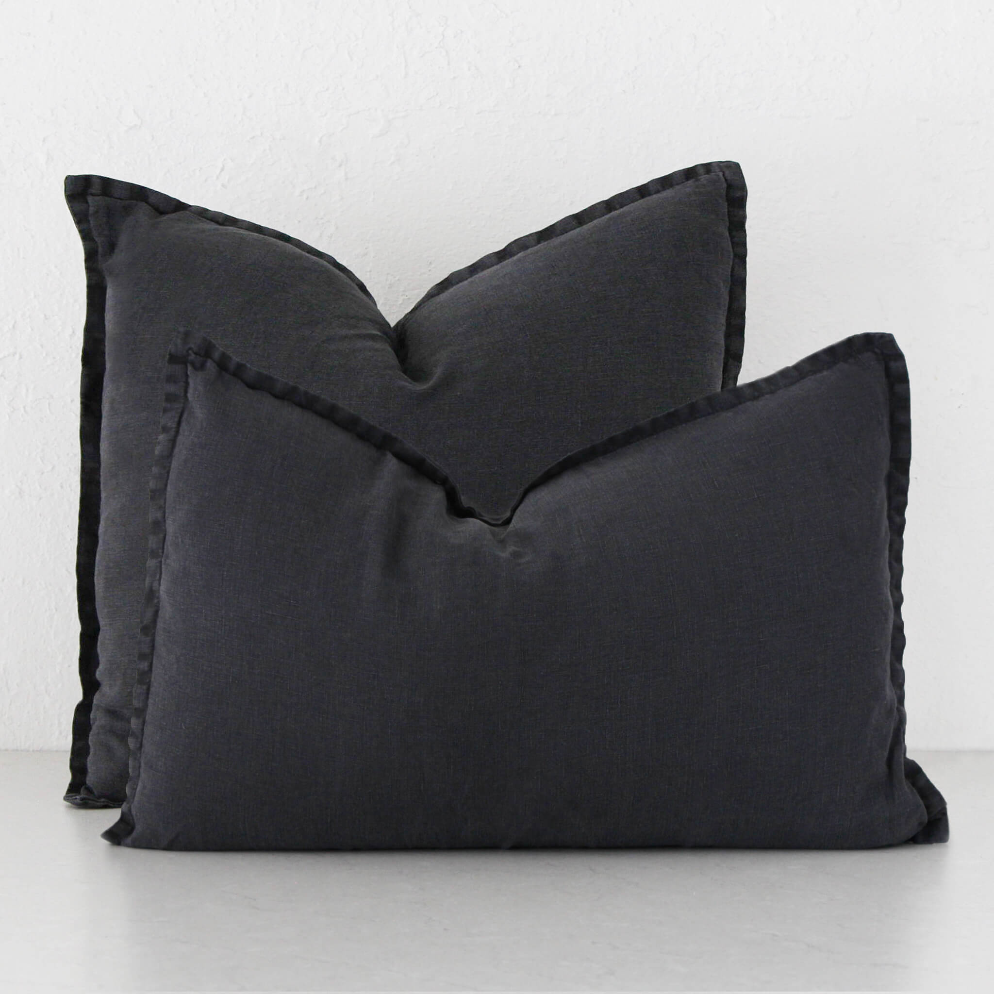 French Linen Cushion Bundle X2 – Charcoal Downpipe