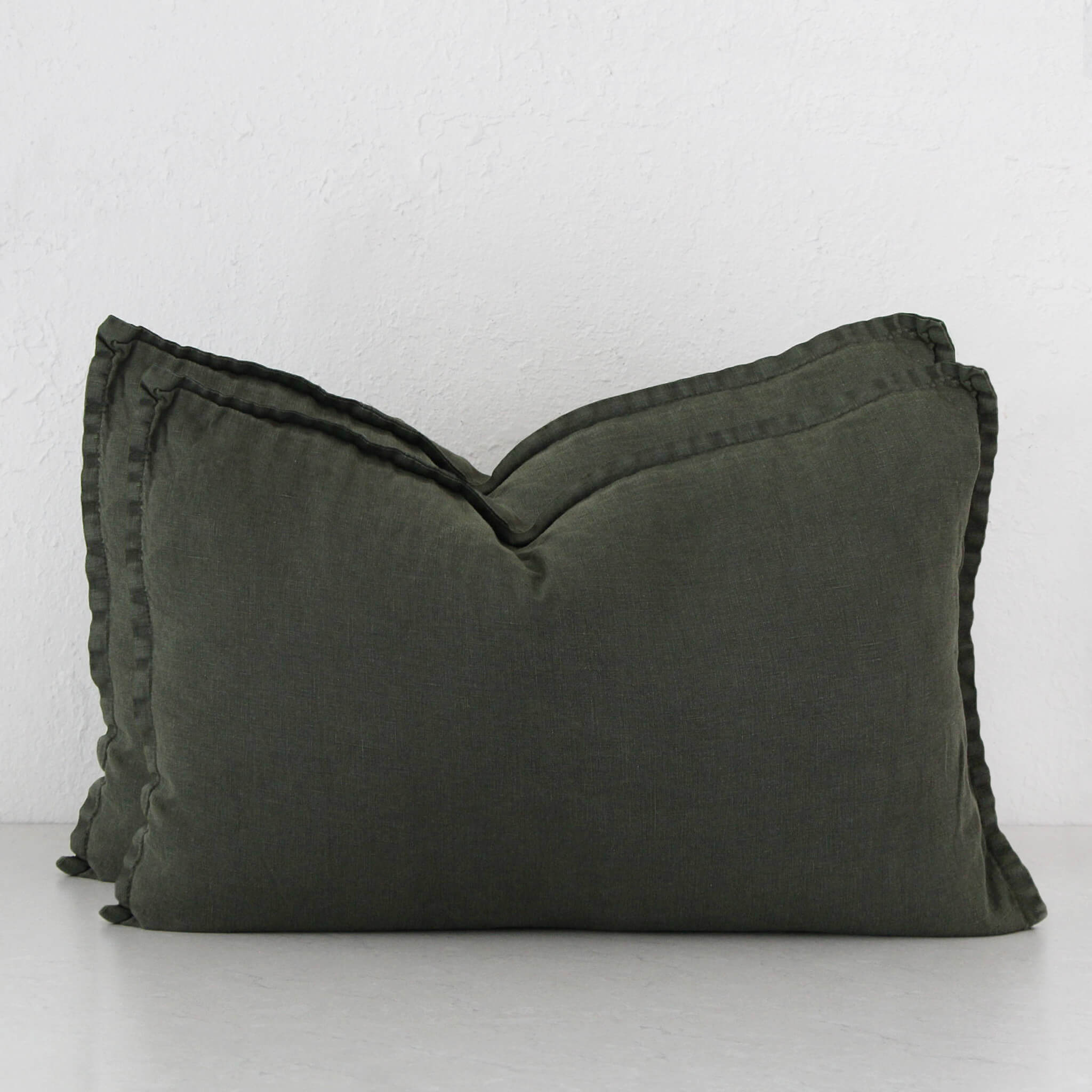 French Linen Cushion Bundle X2 – Tuscan Olive - Image 1