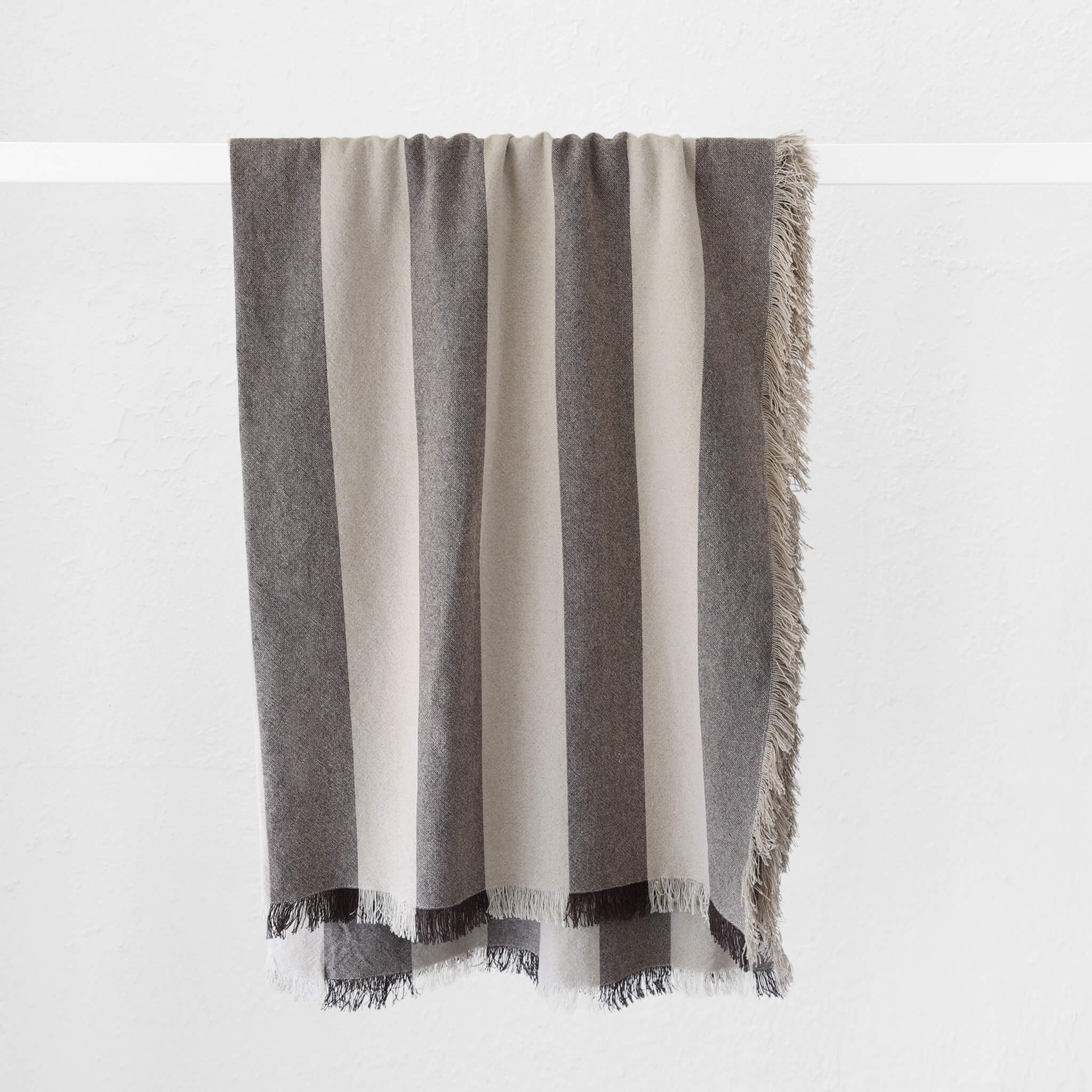 La Rouviere Stripe Linen Throw – Natural + Mocha Stripe - Image 1