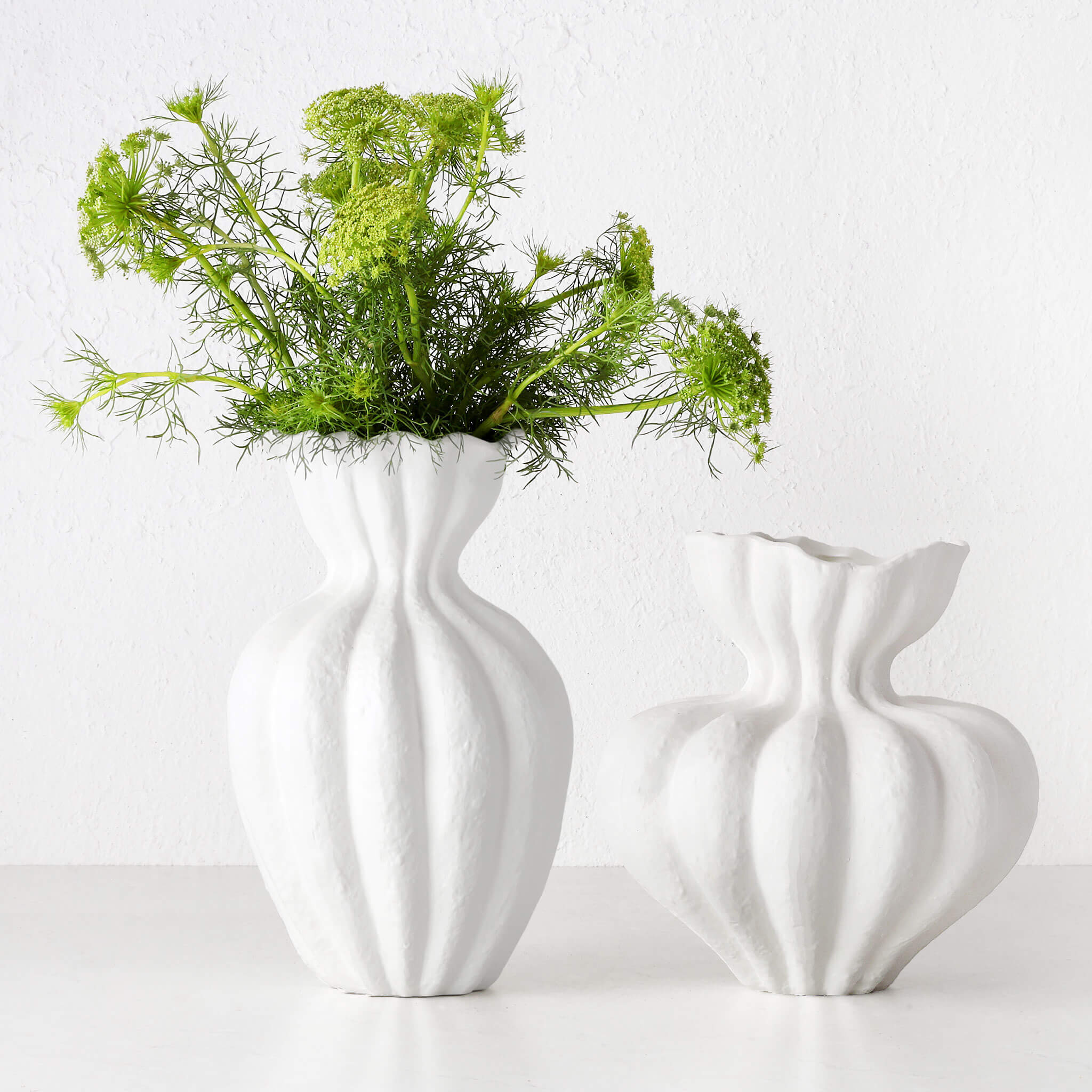 Soltze Ceramic Vase Bundle X2 – Natural White Ceramic