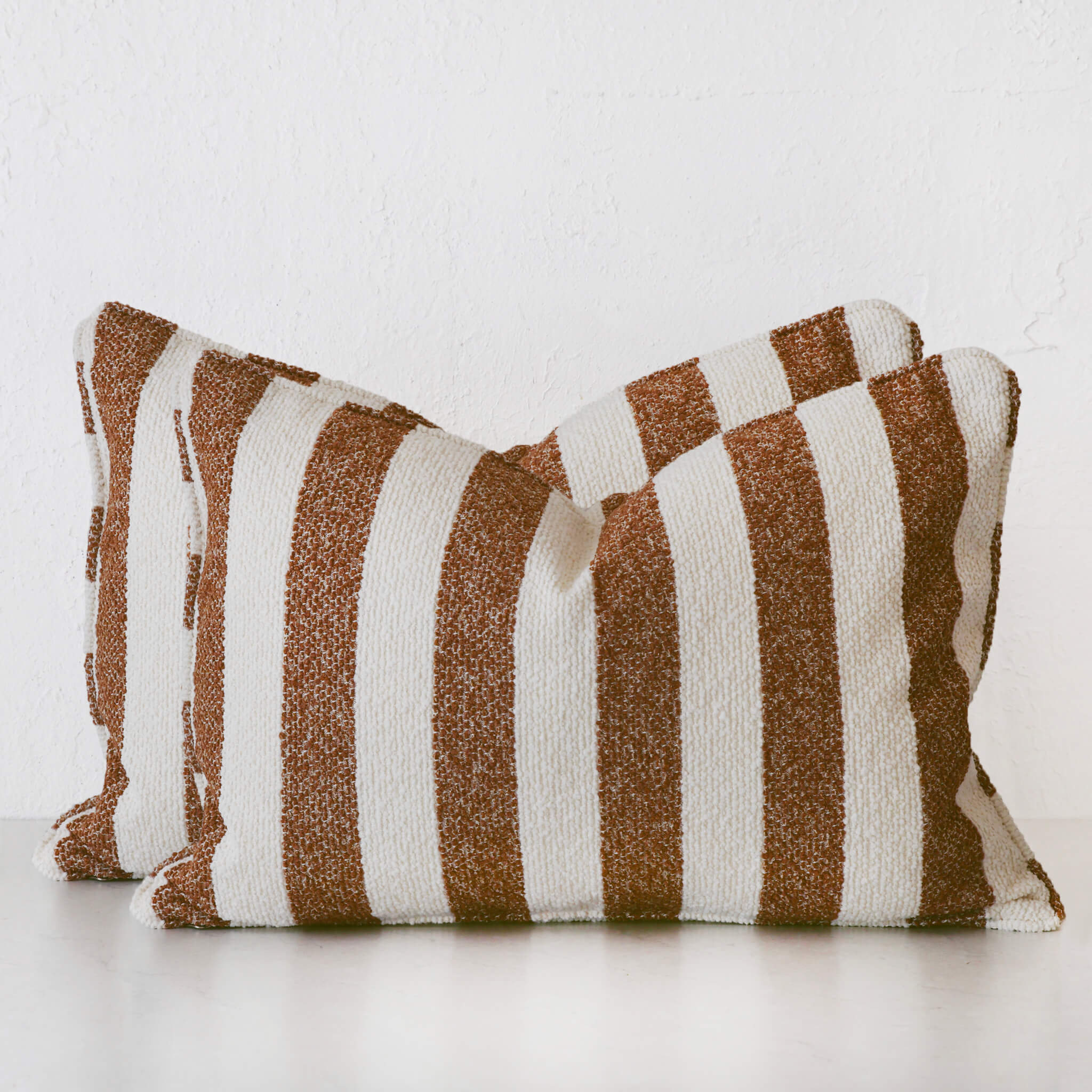 Napoli Cushion Bundle X2 – Burnt Caramel + Bone Stripe