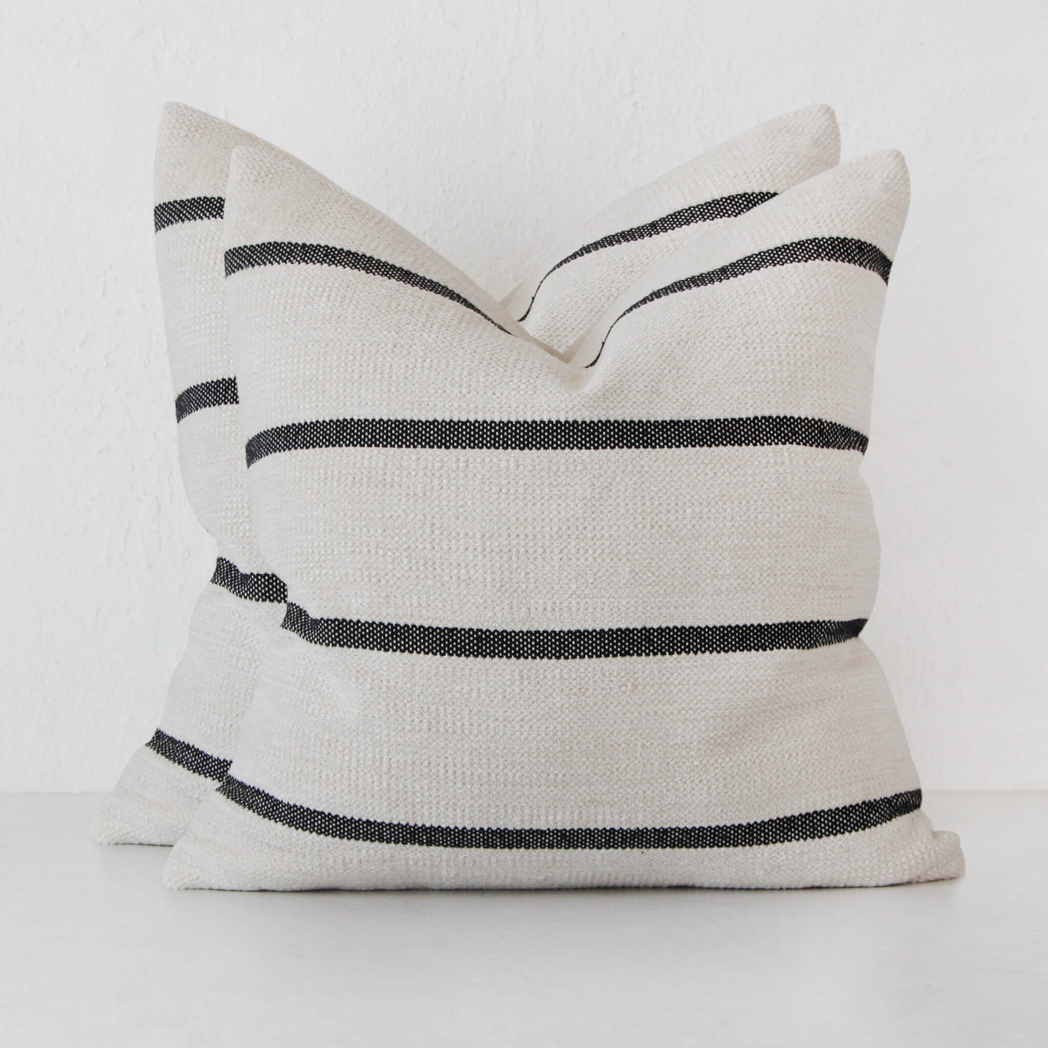 Sisola Hand Woven Cushion Bundle X2 – Ivory + Black Stripe
