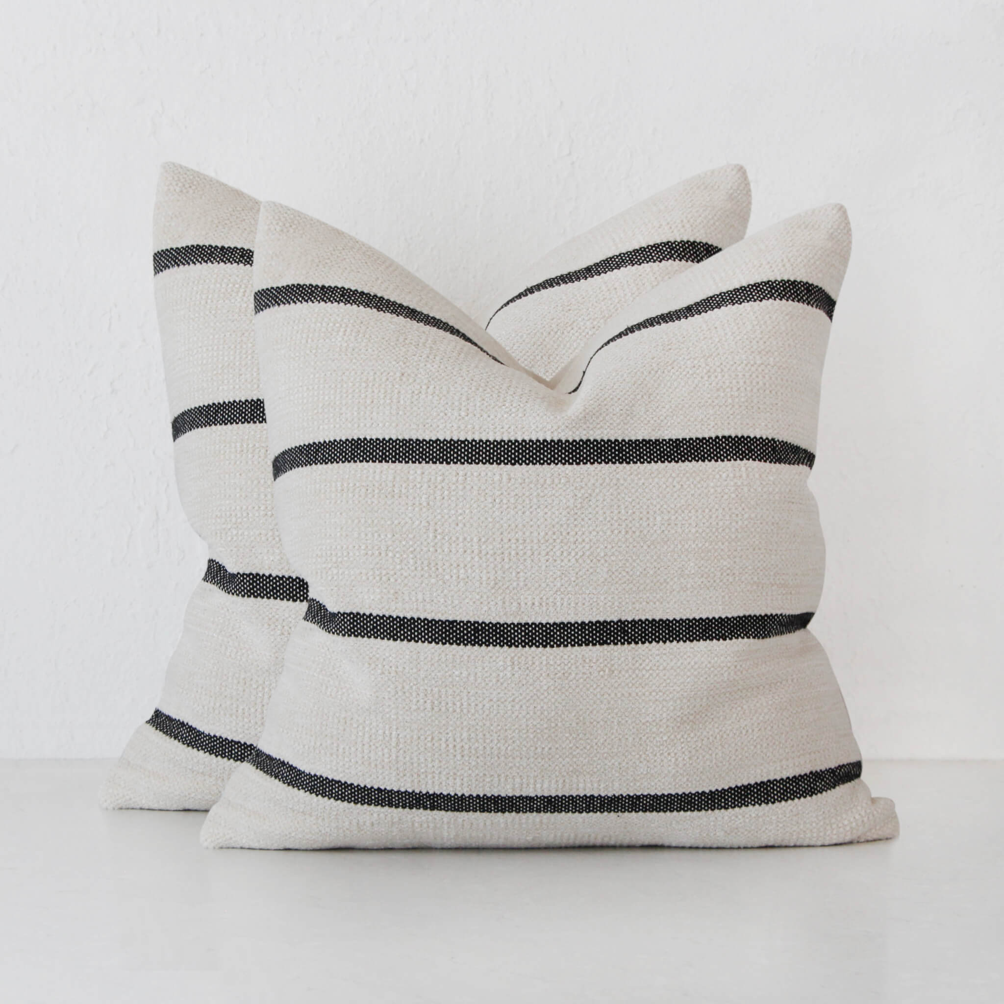 Sisola Hand Woven Cushion Bundle X2 – Ivory + Black Stripe
