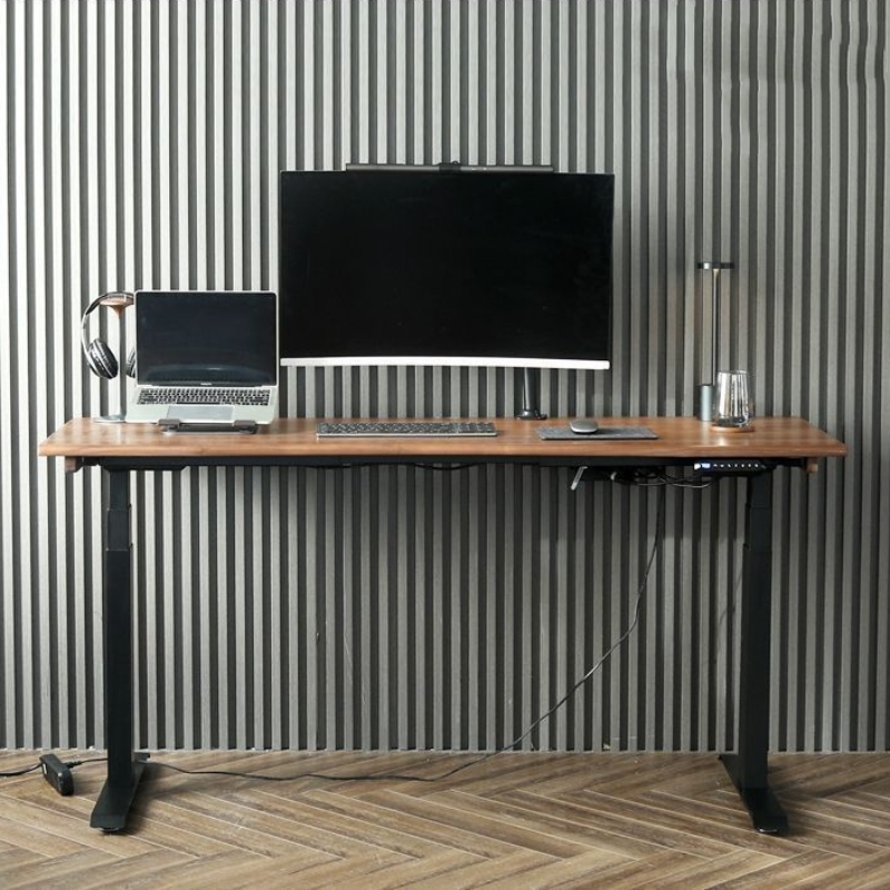 Electric Height-adjustable Solid Timber Study Desk