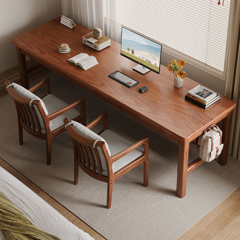 Ethan Classic Design Solid Timber Slab Study Desk With Drawers 160cm