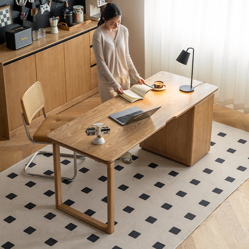 Maggie Fas-graded Solid Ash Wood Study Desk And Movable Side Cabinet Multiple Sizes
