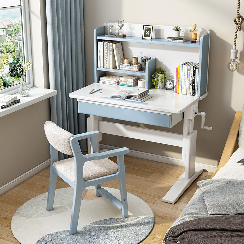 Blue Height-adjustable Study Desk And Sinoa Chair Set - Image 1