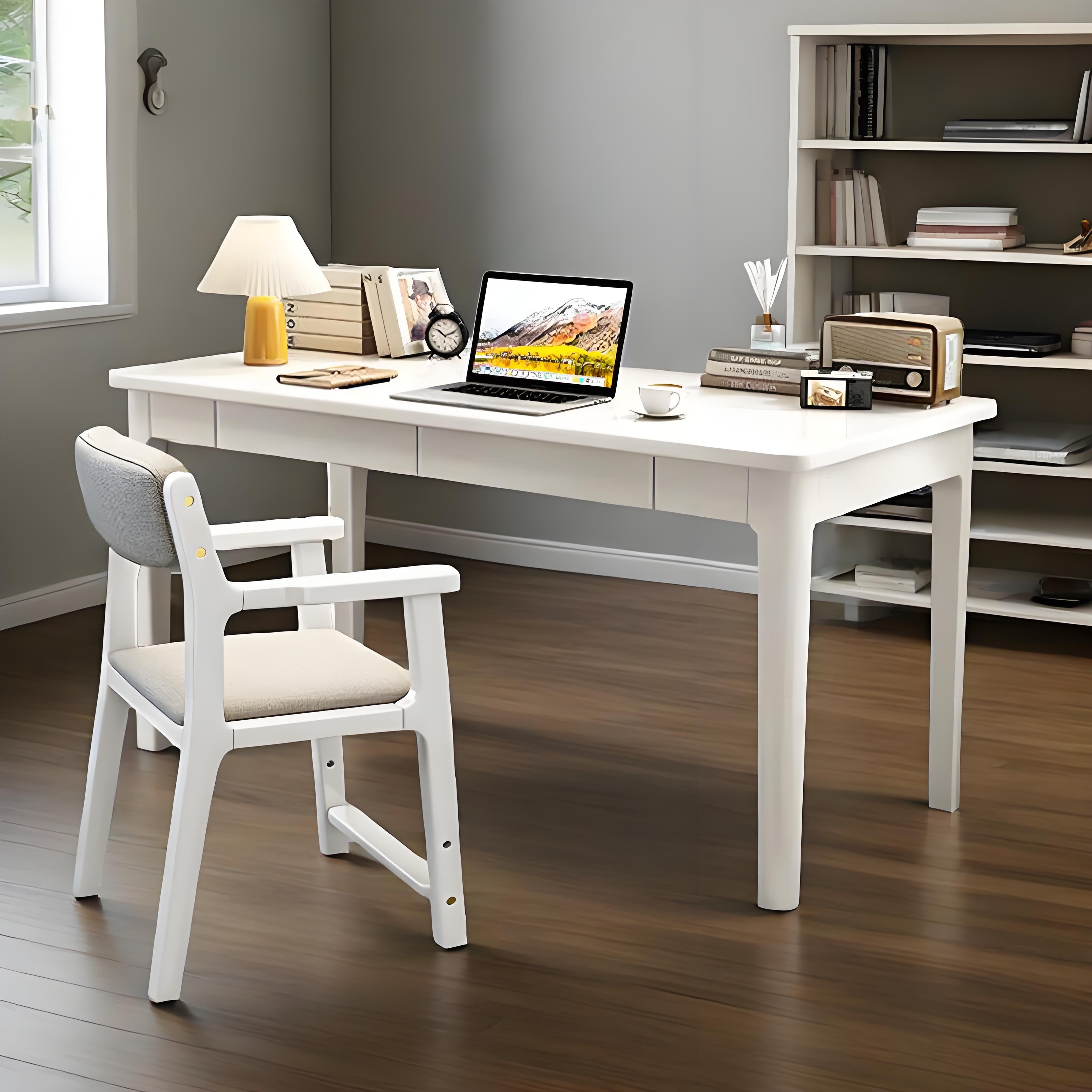 White Mitch Study Desk And Sinoa Chair Set