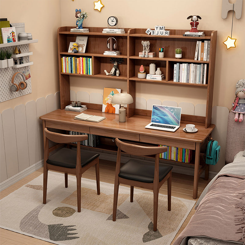 Walnut Trejan Study Desk And Leo Chairs Set - Image 1