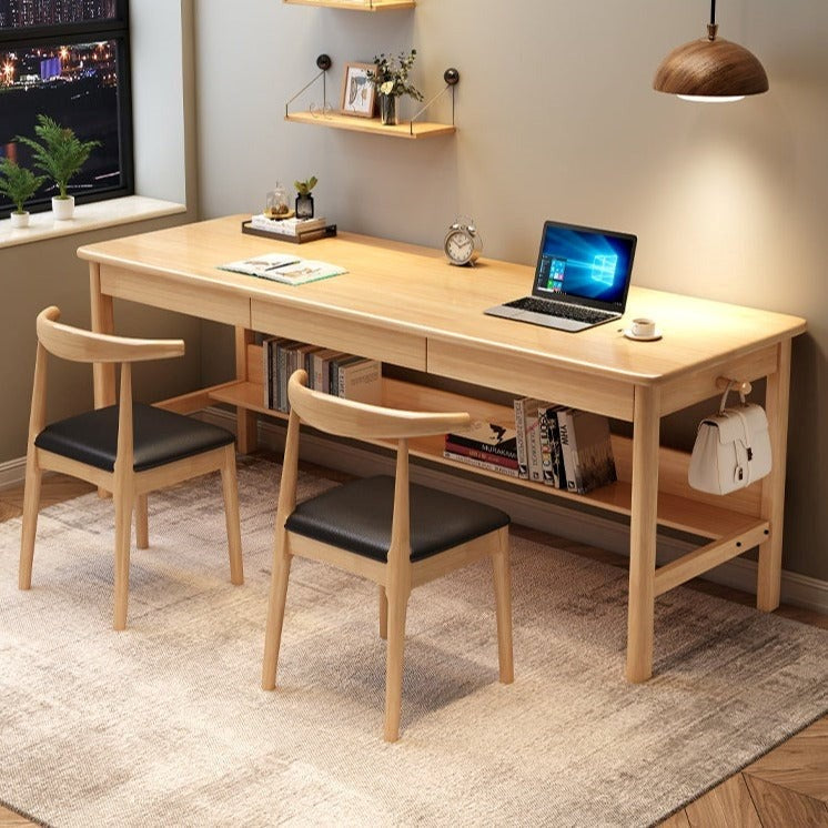 Lynard Solid Wood Study Desk With Drawers - Image 1