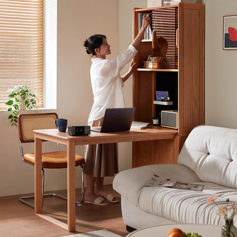 Xanthe Fas-graded Solid American Oak Study Desk With Bookcase 1.2m
