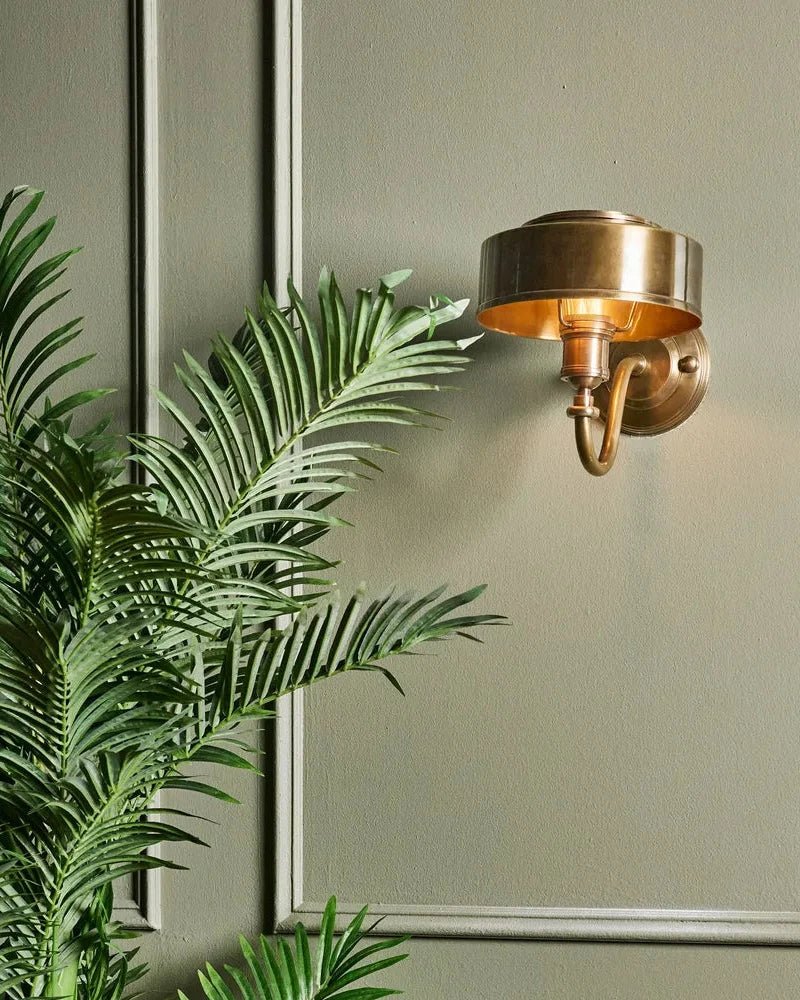 Antique Brass Curved Arm Wall Light - Image 1