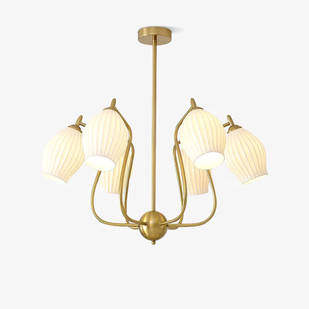 Ceramic Ribbed Chandelier - Image 1