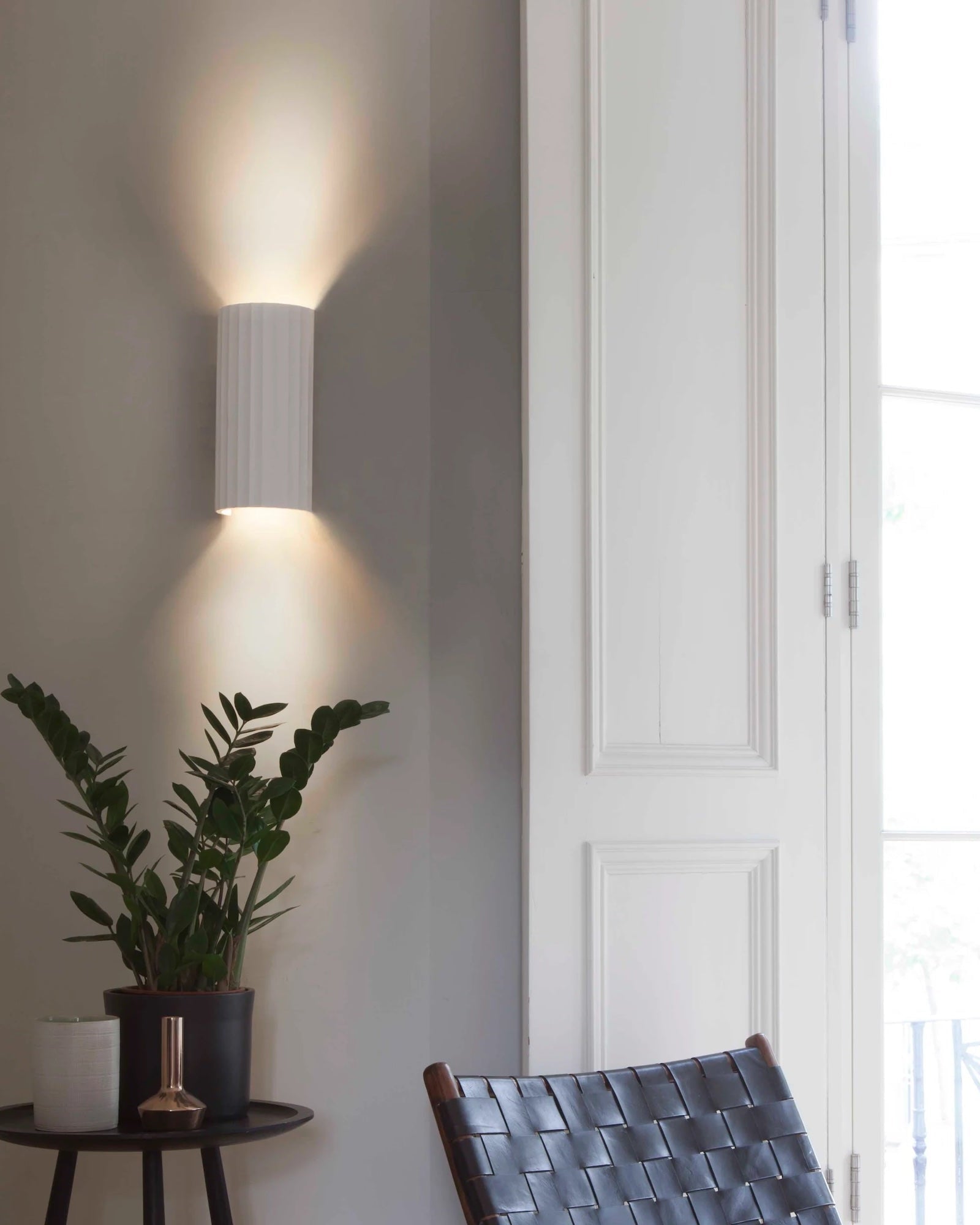 Cylindrical Ribbed Up-Down Wall Light