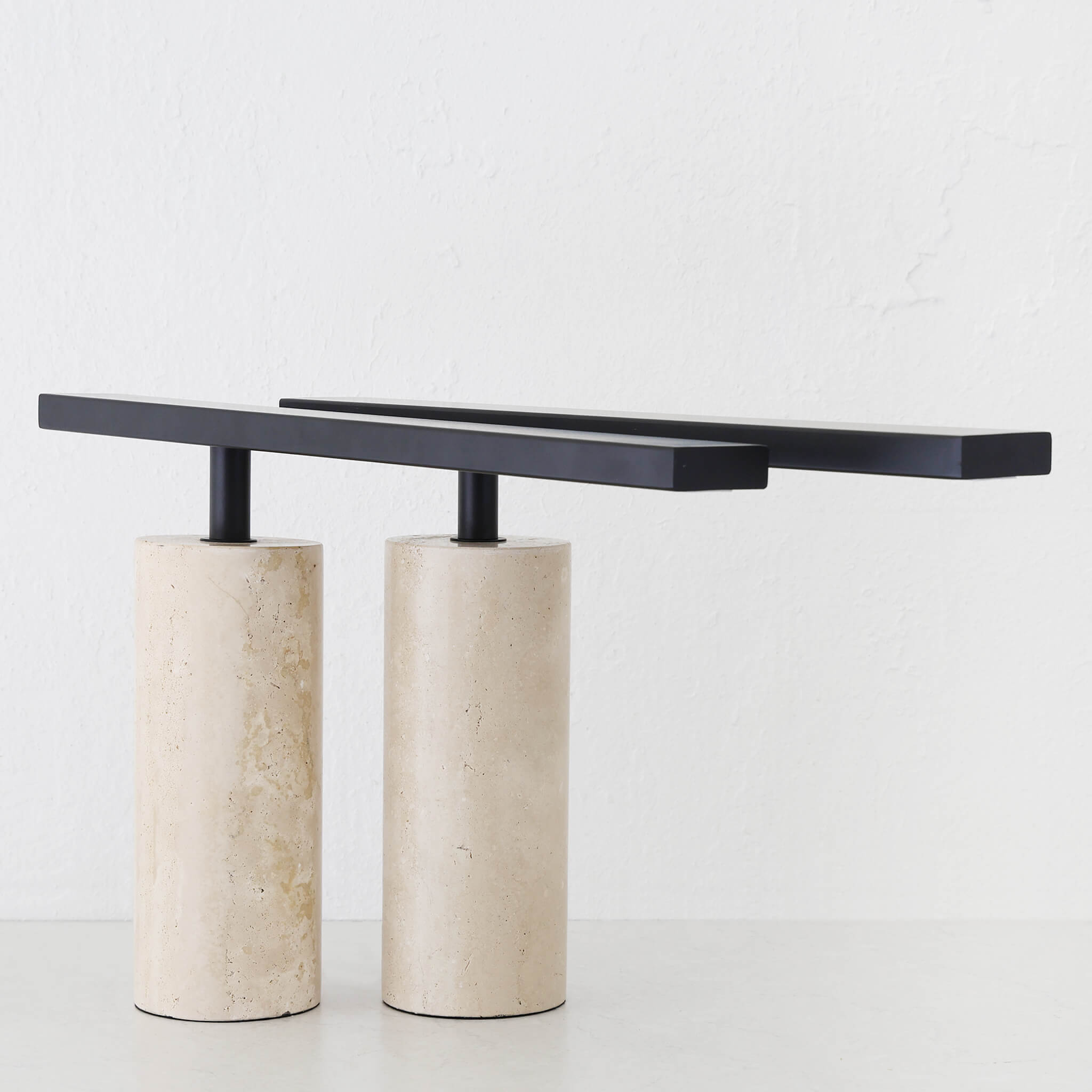 Giacomo Table Lamp Bundle X2 – Matte Black + Travertine