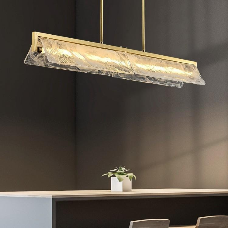 Italian Frosted Glass Linear Chandelier
