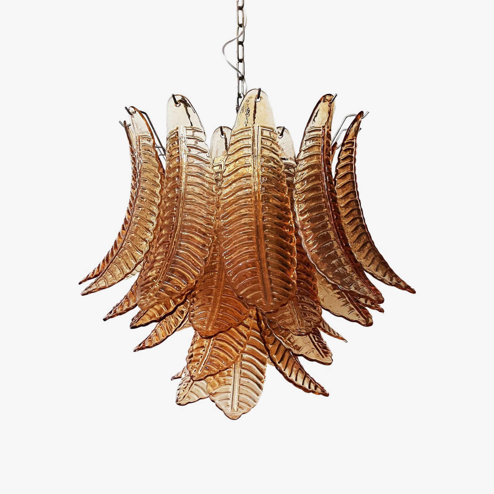 Amber Glass Leaf Chandelier - Image 1