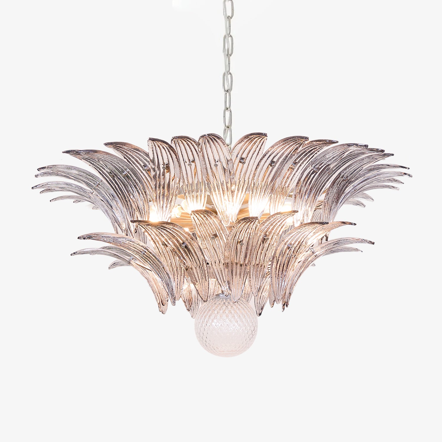 Glass Palmette Transparent Chandelier