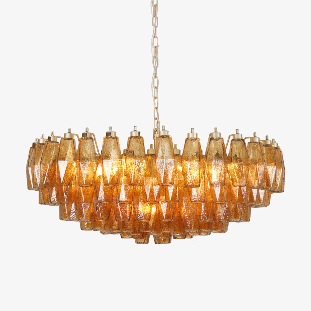 Rhombus Amber Glass Chandelier