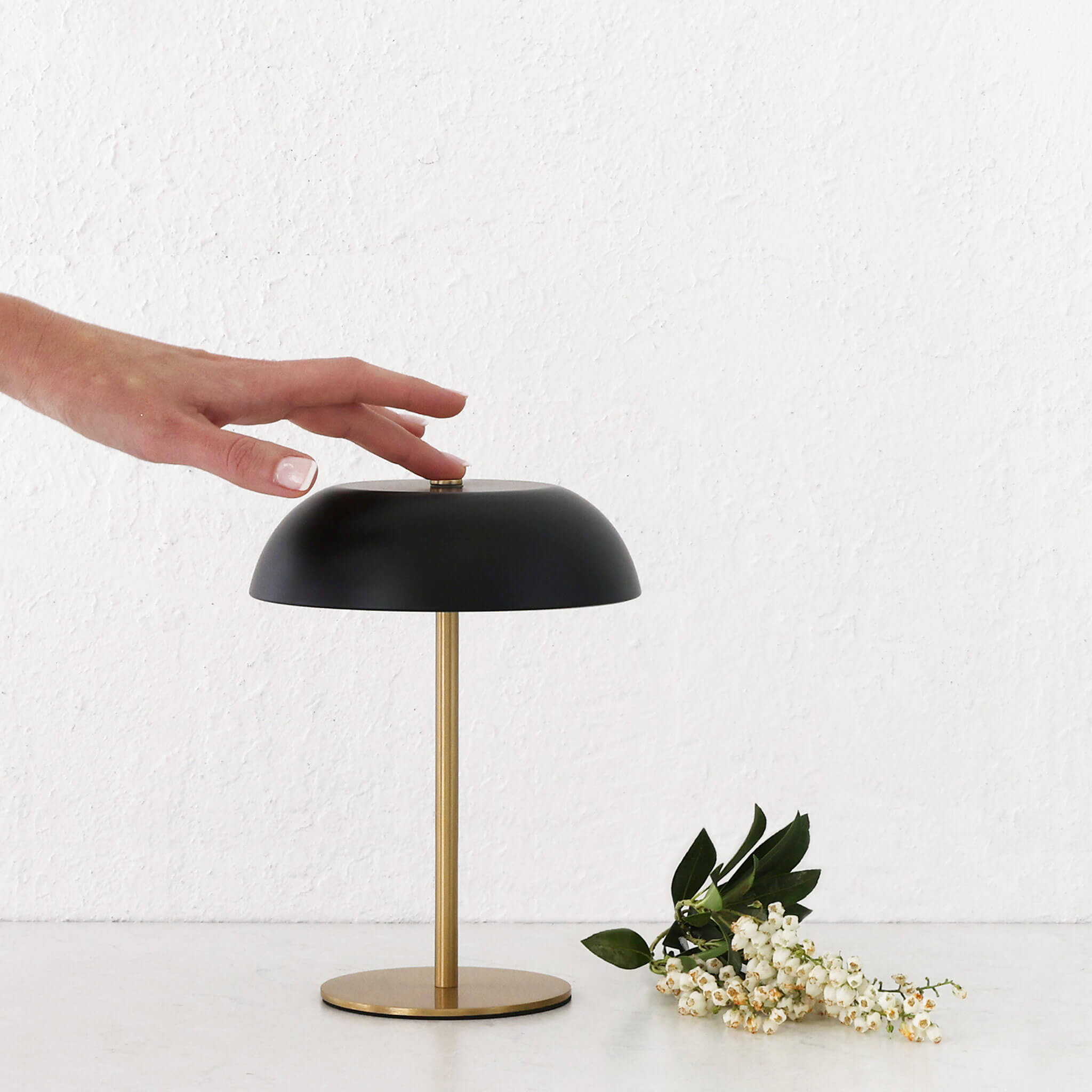 Sao Martinho Dome Led Rechargeable Indoor/outdoor Lamp – Matte Black + Antique Brass