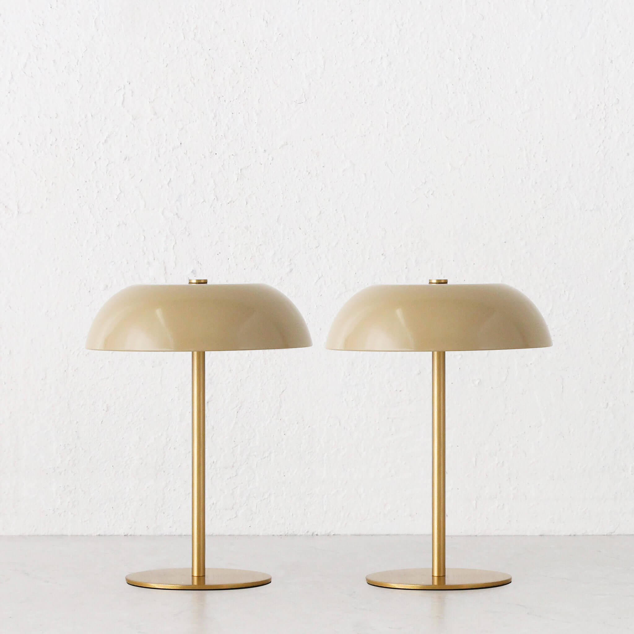 Sao Martinho Dome Led Rechargeable Indoor/outdoor Lamp Bundle X2 – Taupe + Antique Brass