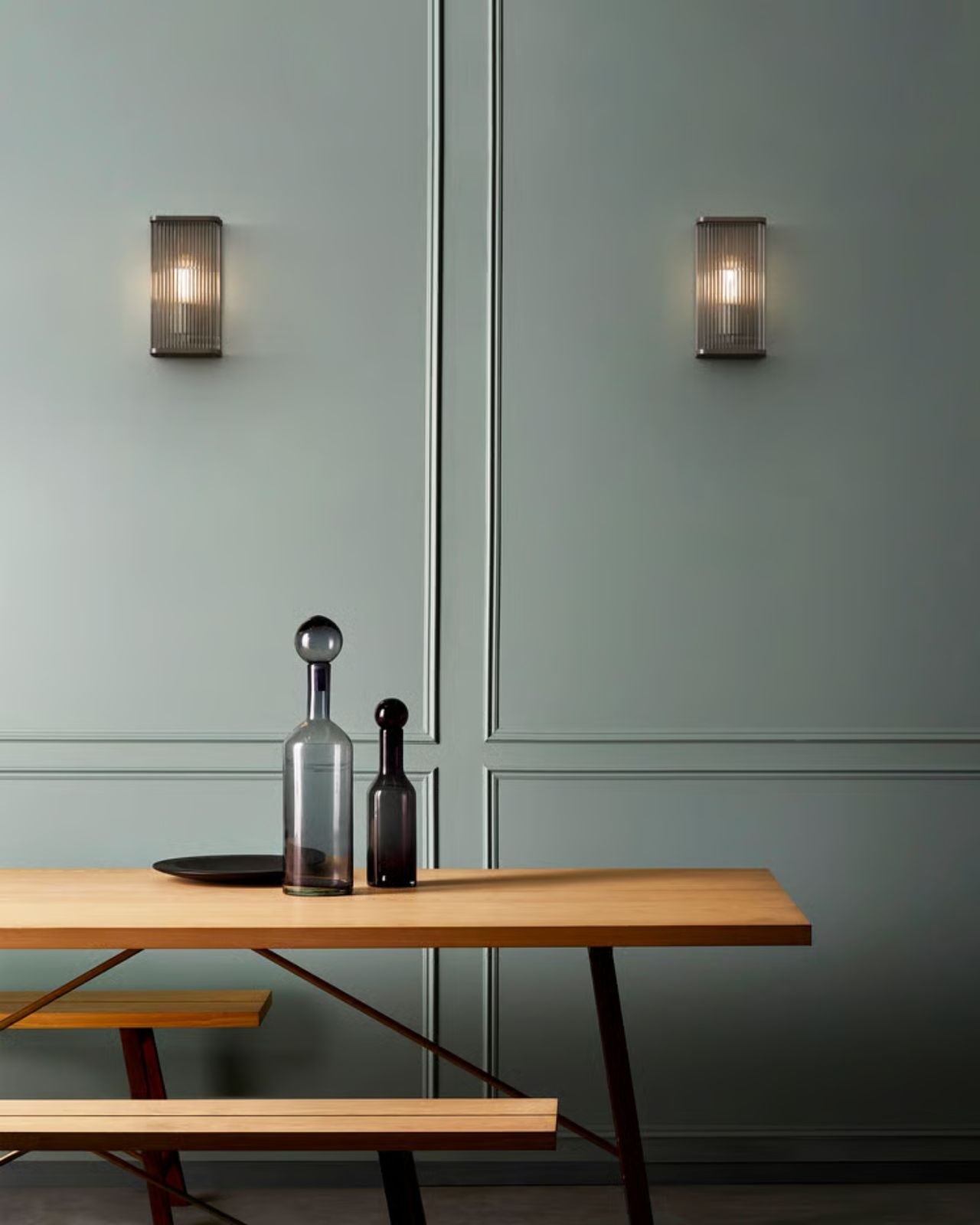 Square Reeded Glass Wall Light