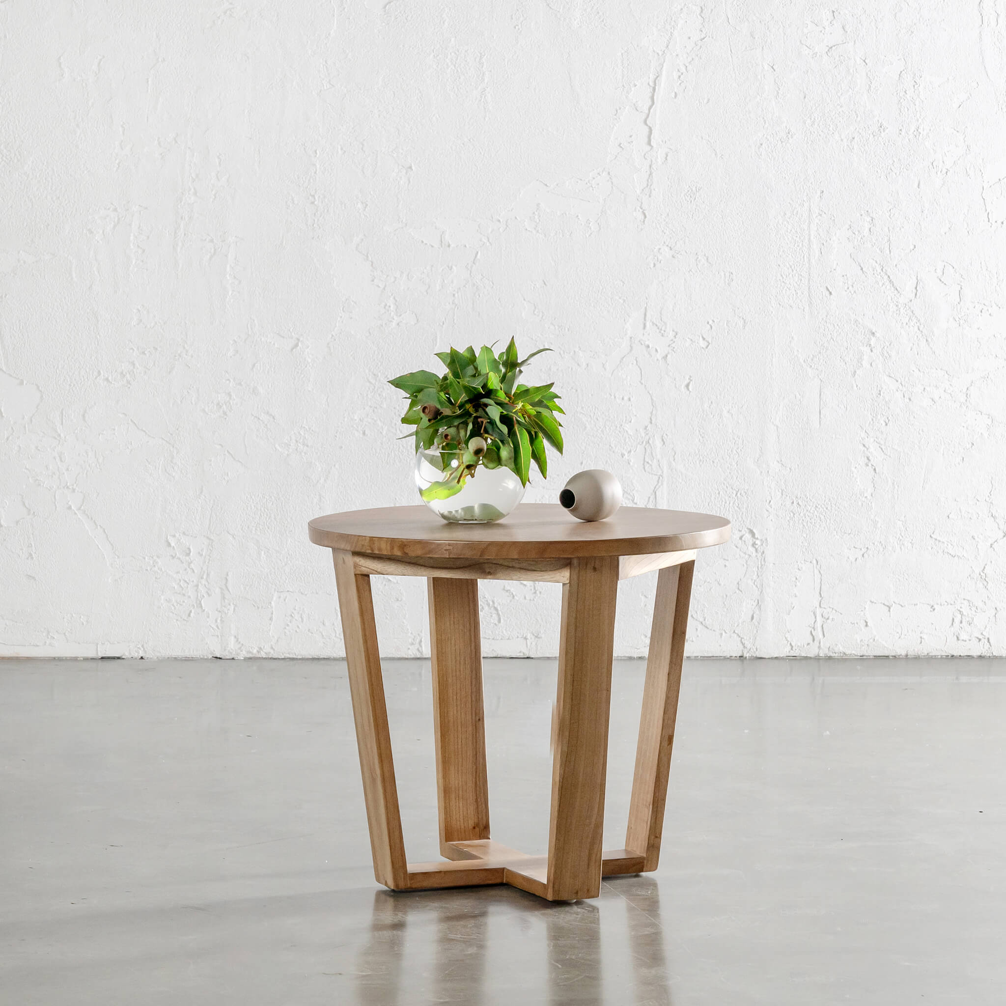Amara Mid Century Timber Terrace Side Table – Round