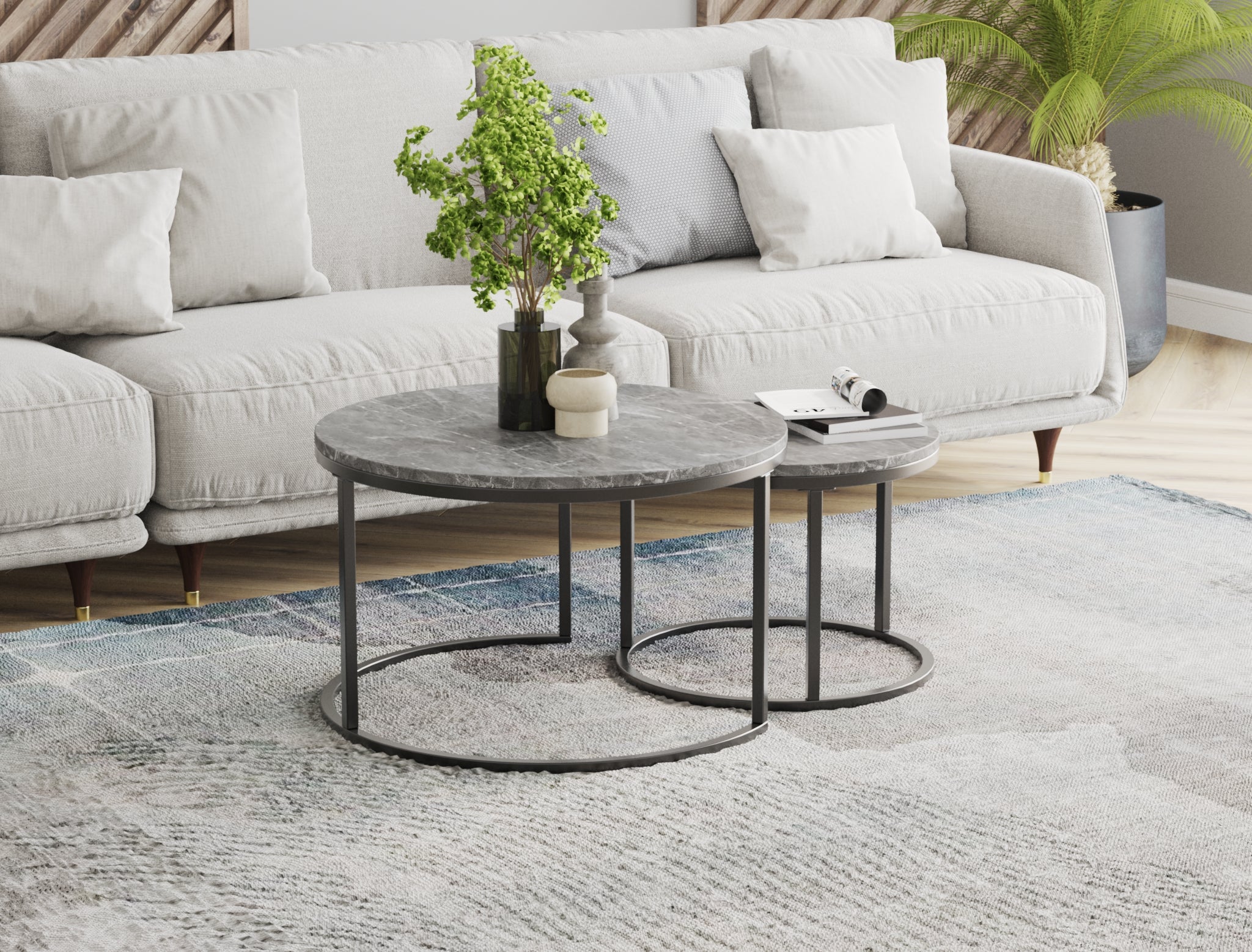 Boston Grey Marble Nesting Coffee Table - Image 1