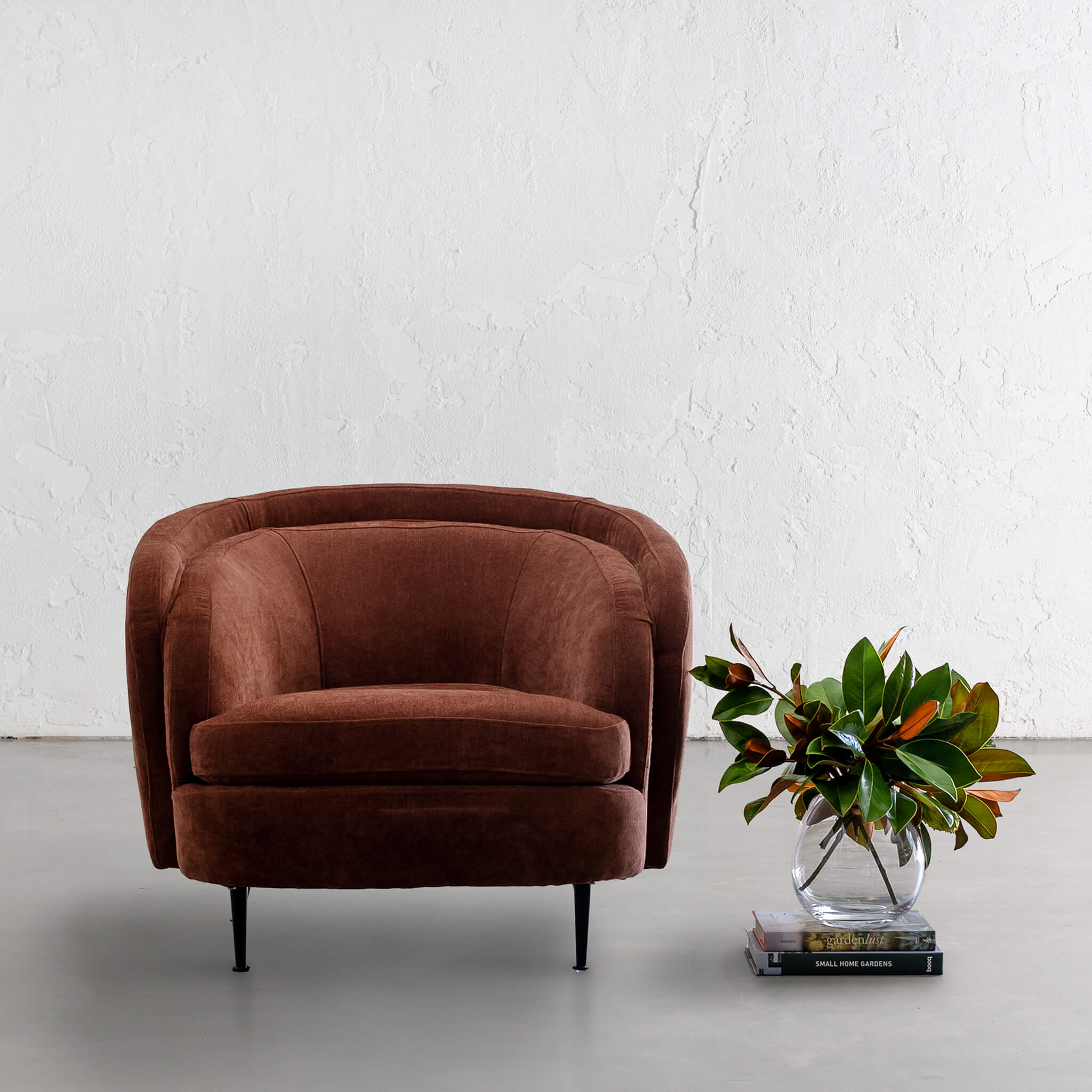 Carson Curve Armchair – Terra Rust Textured Velour